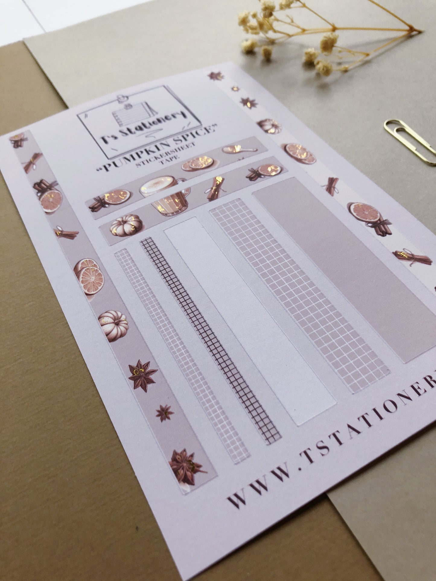 Gold Foil "Pumpkin Spice" Sticker Sheet Tape