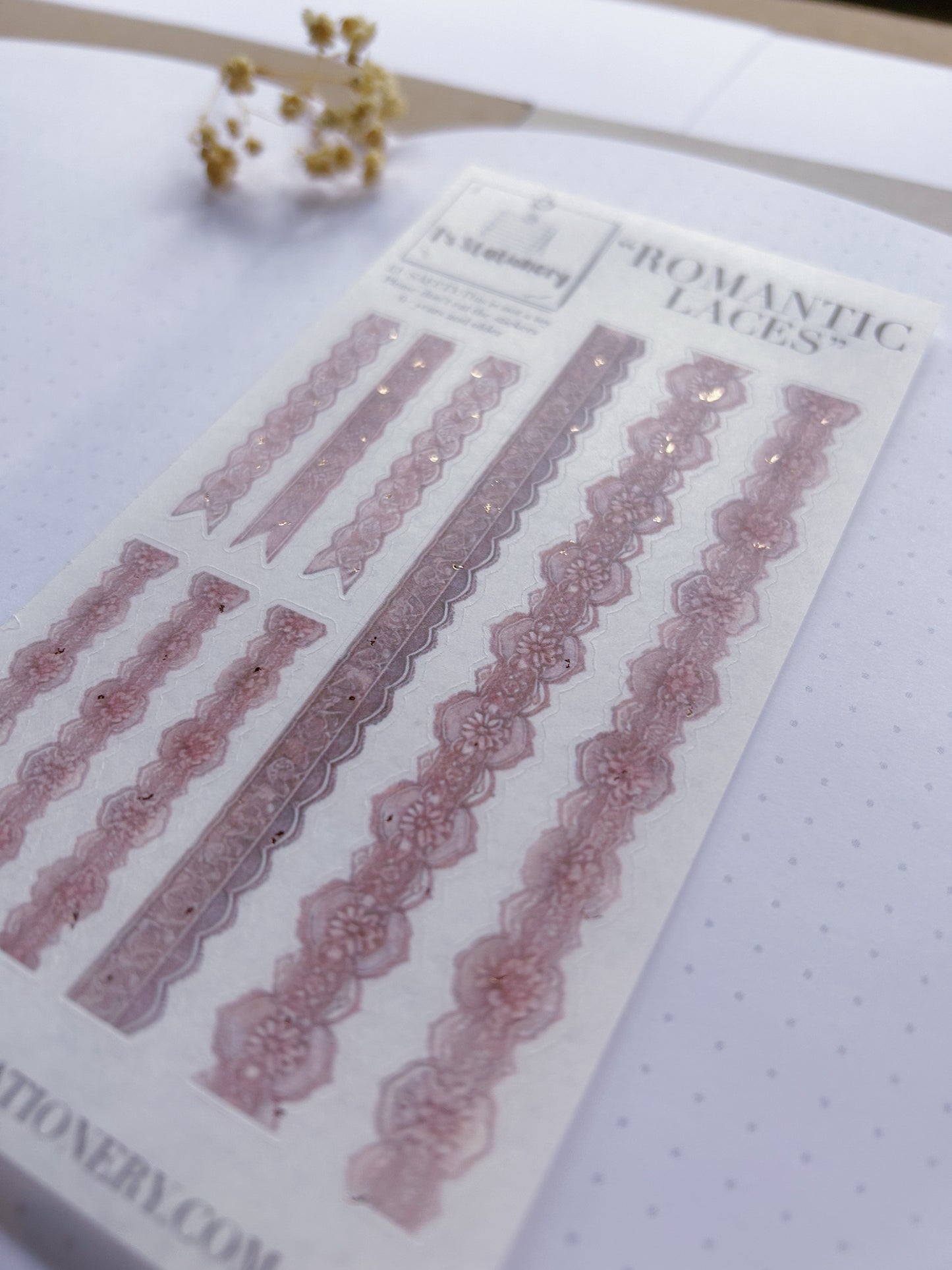 "Romantic Laces"  Washi Sticker Sheet W Rose Gold Foil