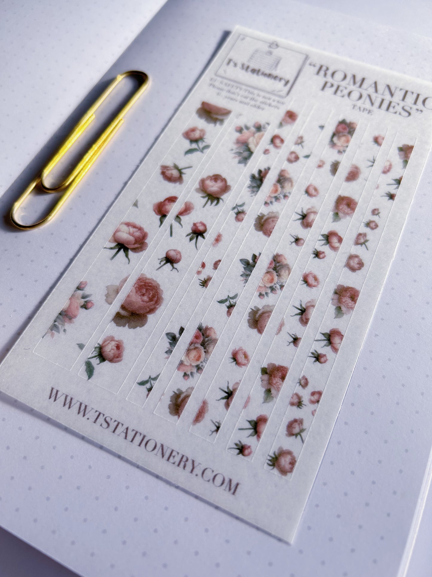 "Romantic Peony"  Washi Sticker Strips Sheet