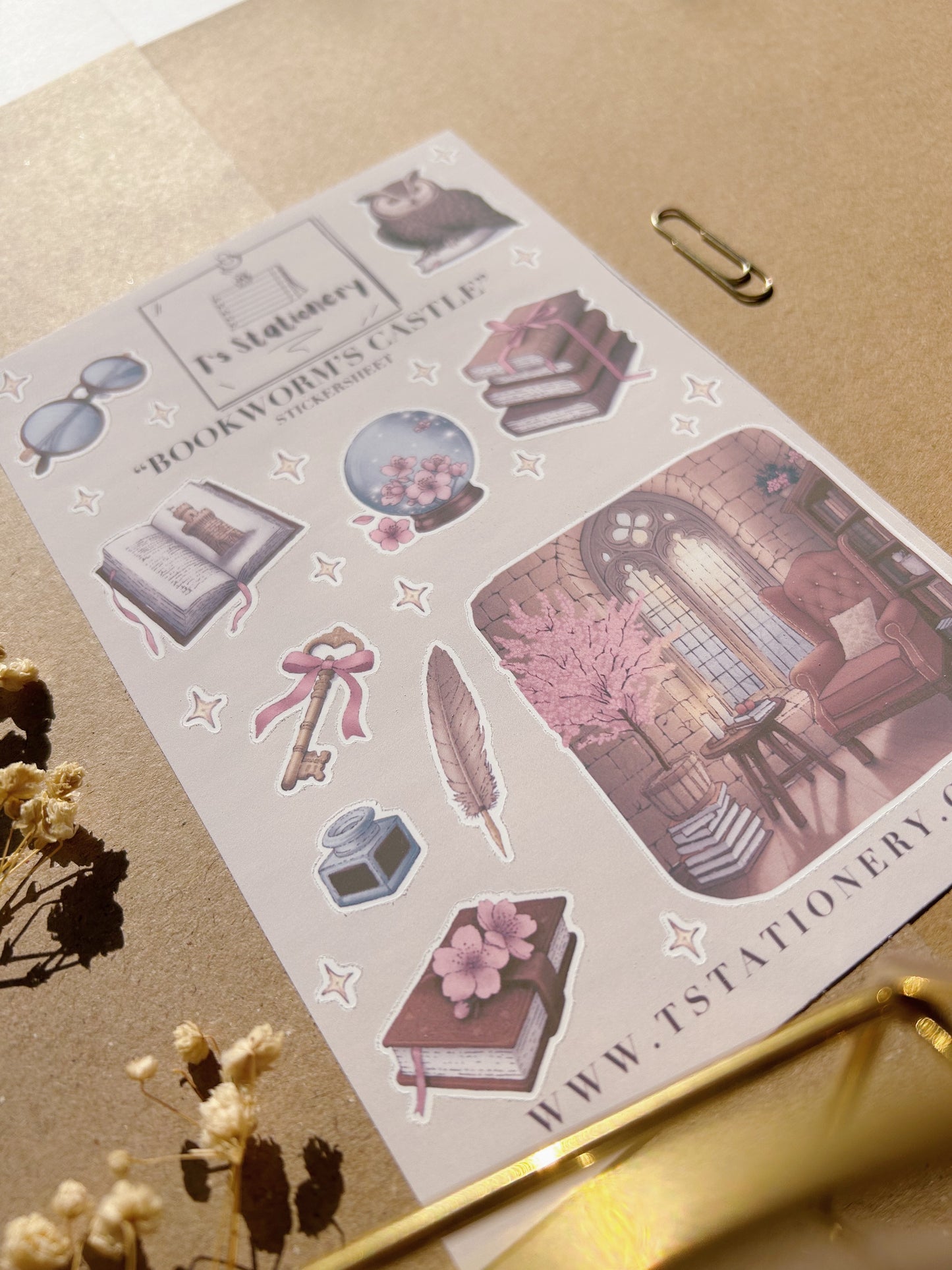"Bookworm's Castle"  Sticker Sheet