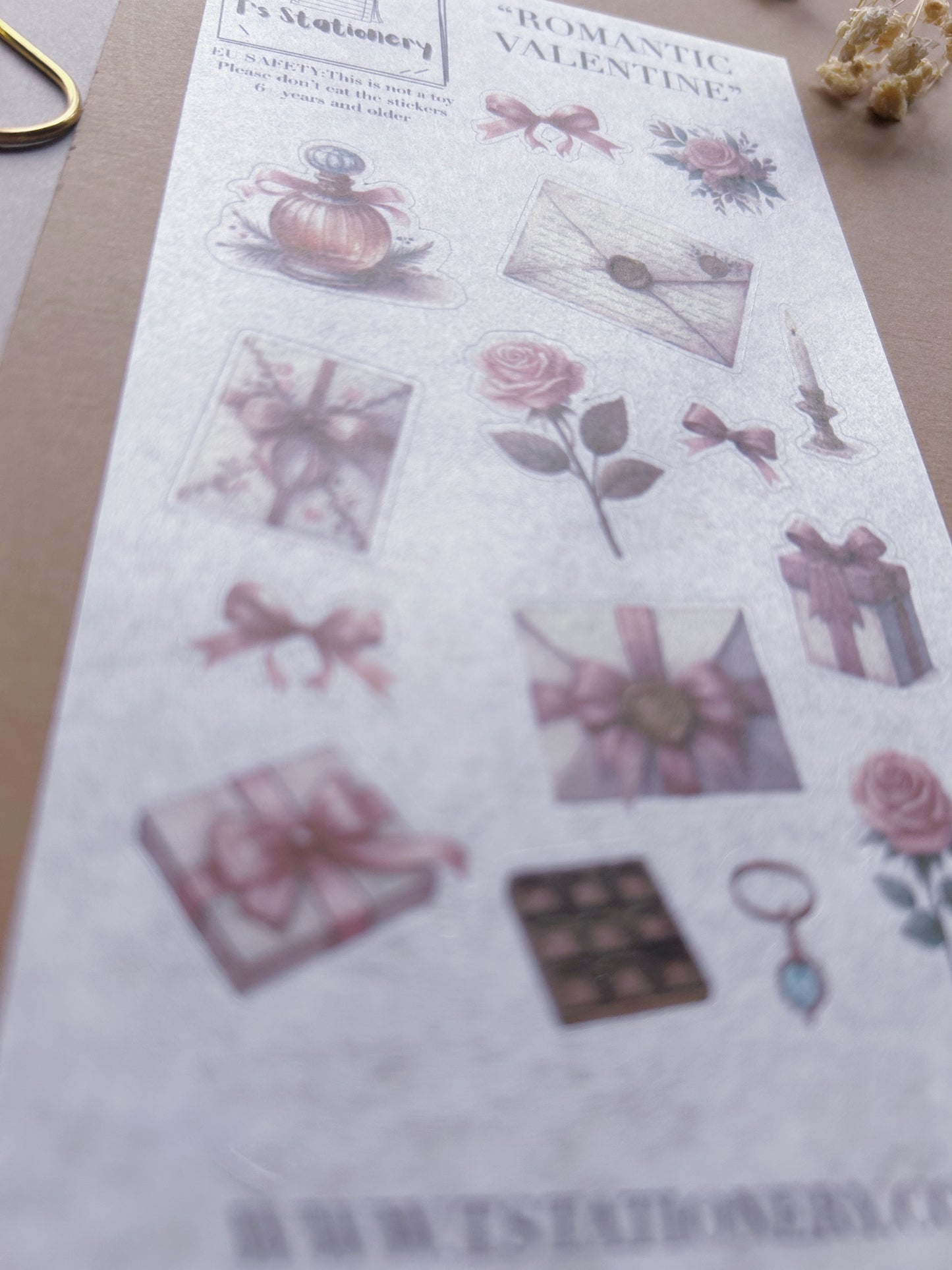 "Romantic Valentine" Washi Sticker Sheet