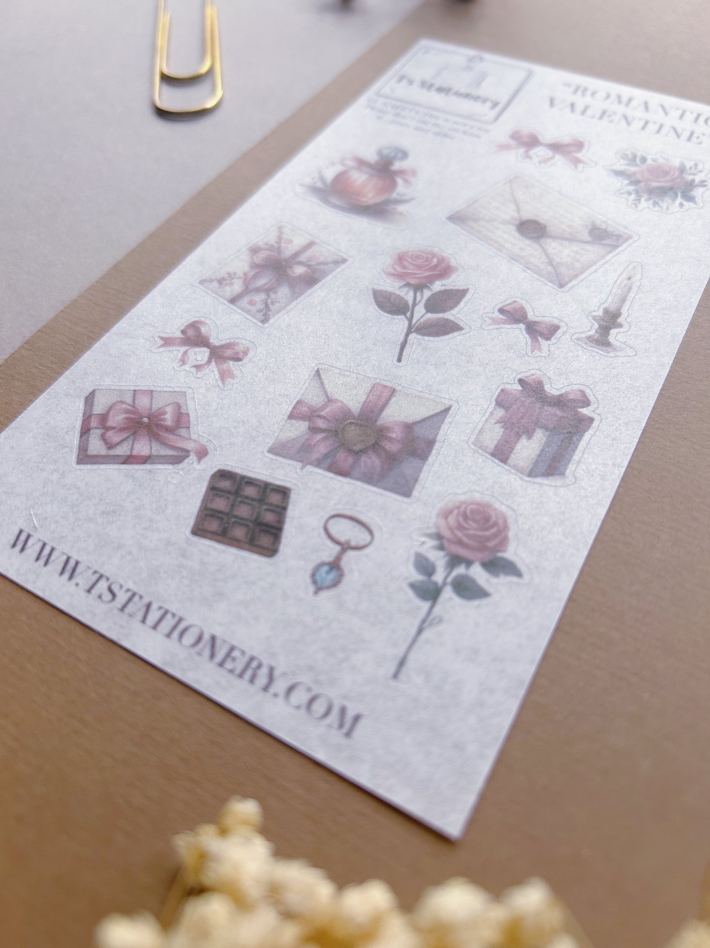 "Romantic Valentine" Washi Sticker Sheet