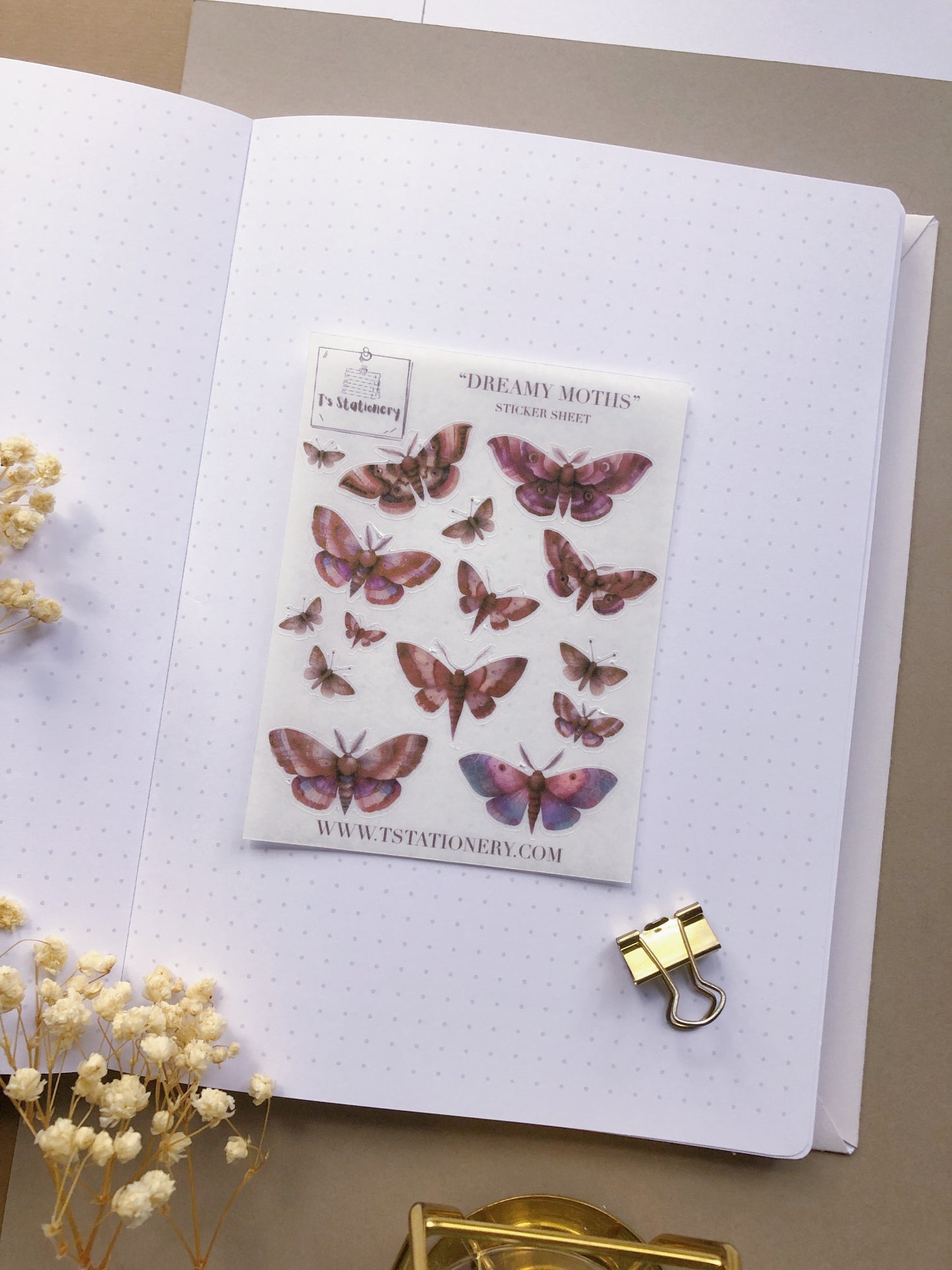 "Dreamy Moths" Washi Sticker Sheet