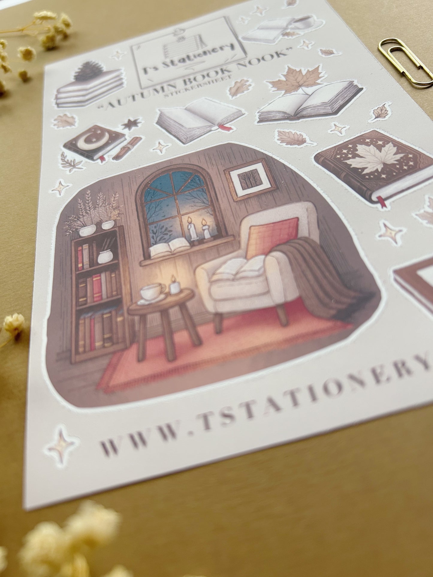 "Autumn Book Nook"  Sticker Sheet
