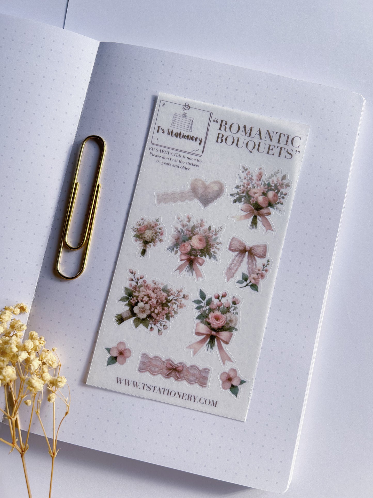 "Romantic Bouquets"  Washi Sticker Sheet