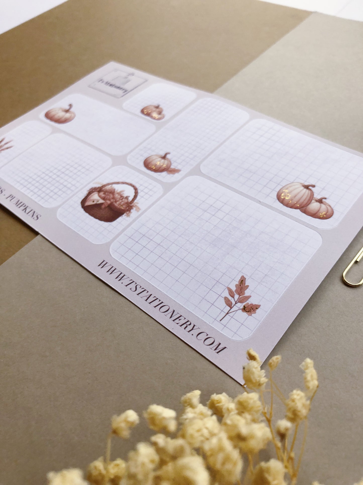 Gold Foil "Pumpkin Notes" Sticker Sheet