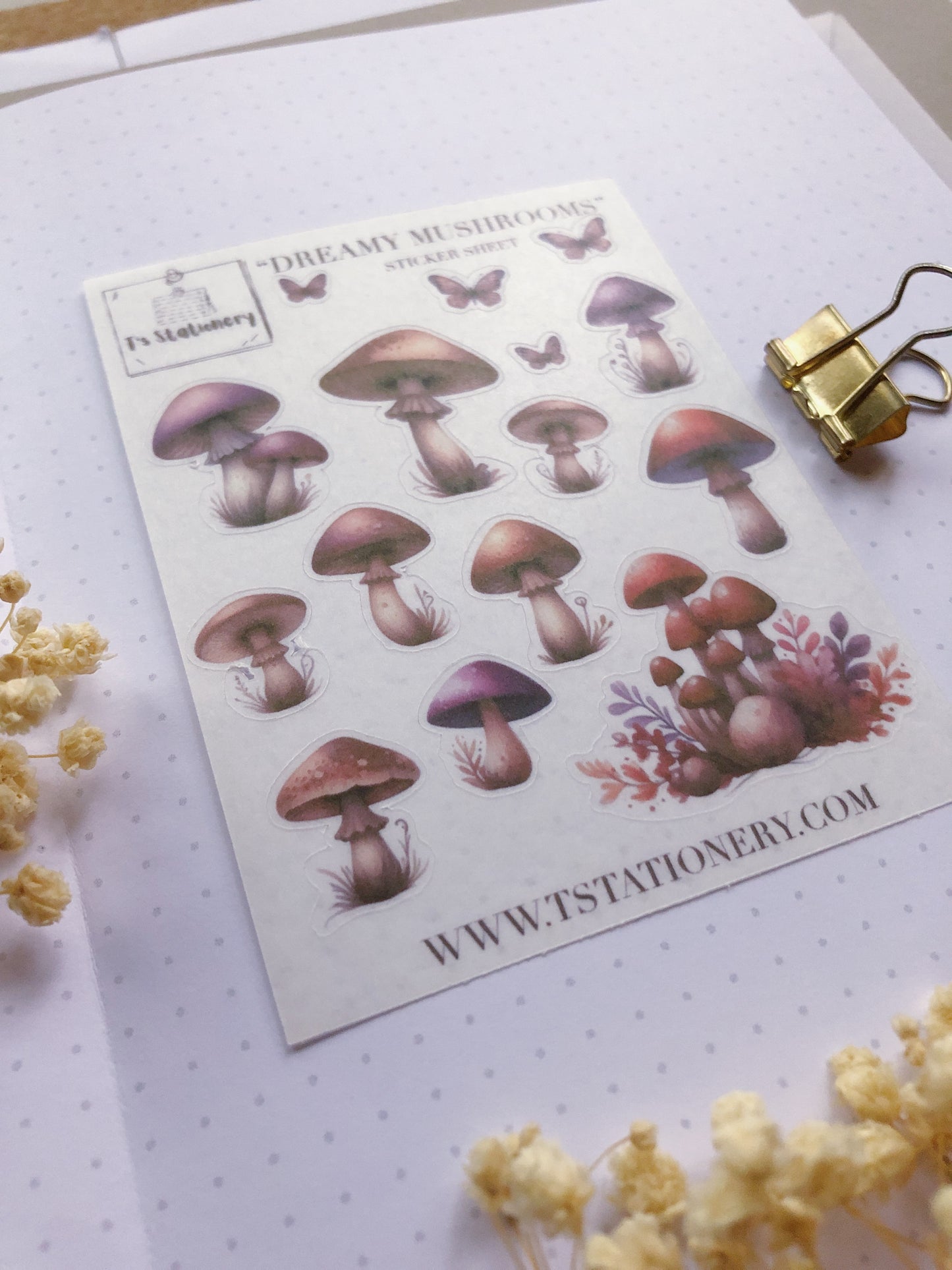 "Dreamy Mushrooms" Washi Sticker Sheet