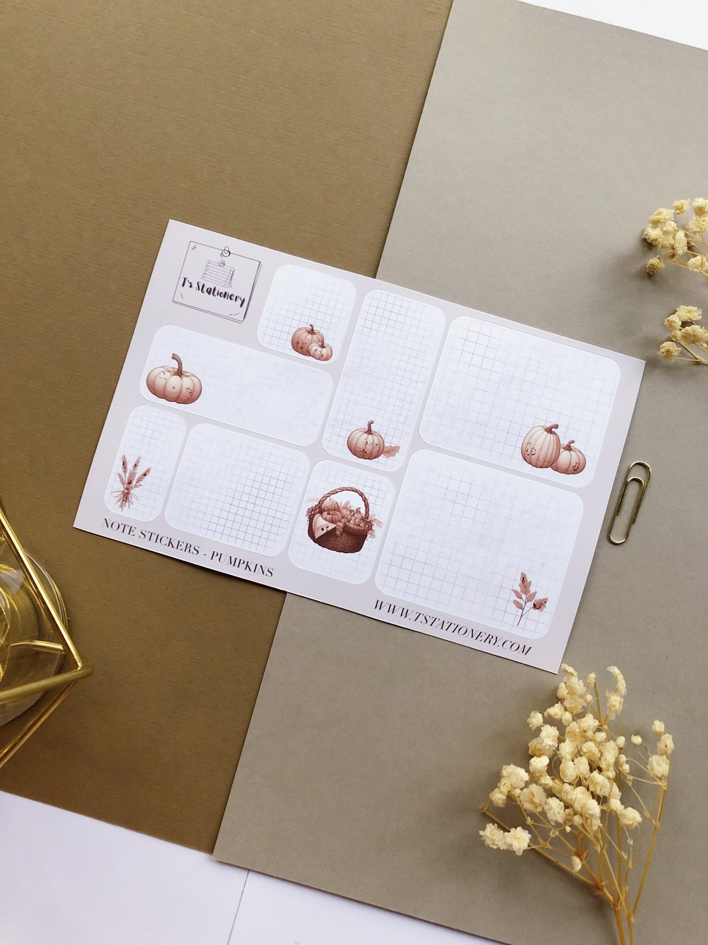 Gold Foil "Pumpkin Notes" Sticker Sheet