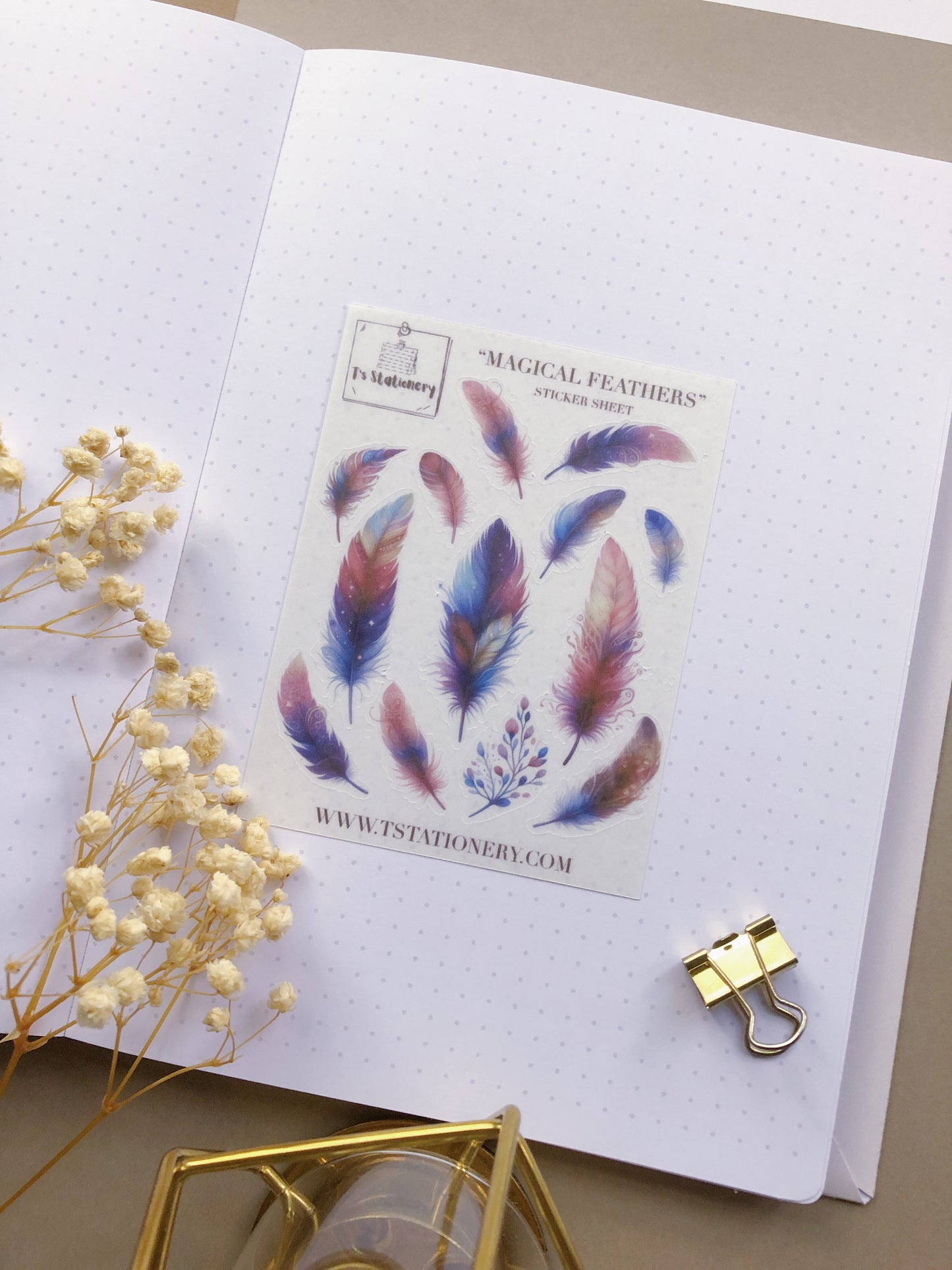 "Magical Feathers" Washi Sticker Sheet