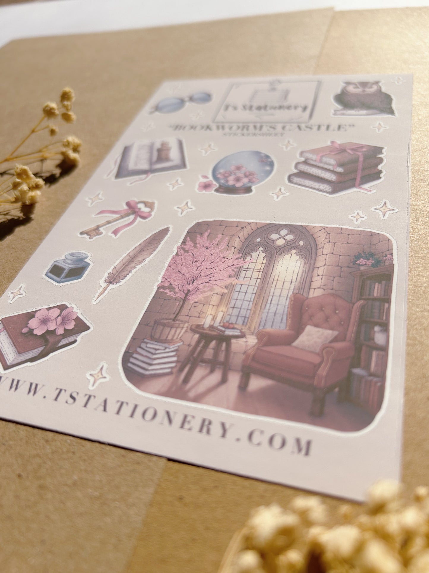 "Bookworm's Castle"  Sticker Sheet
