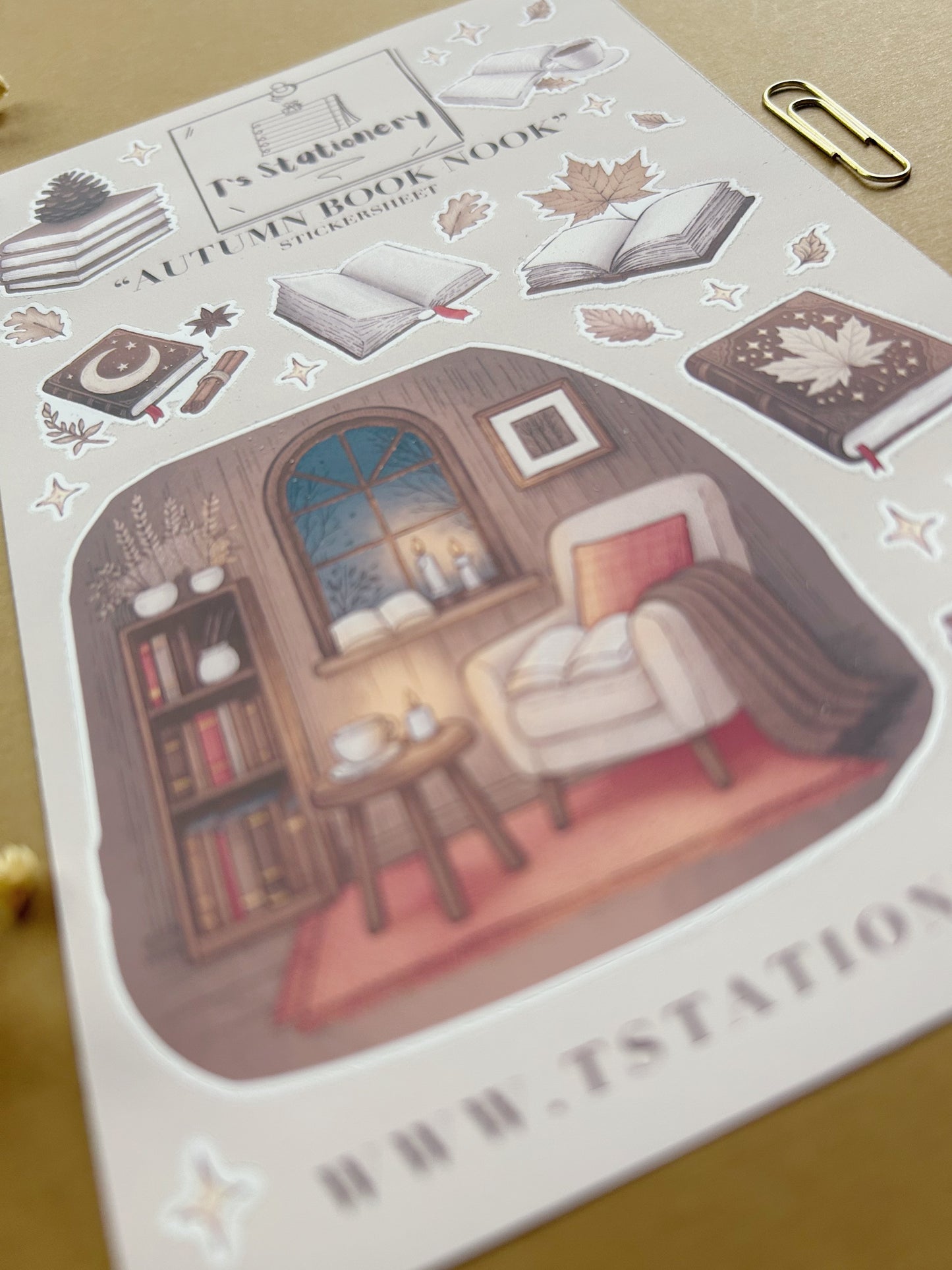 "Autumn Book Nook"  Sticker Sheet