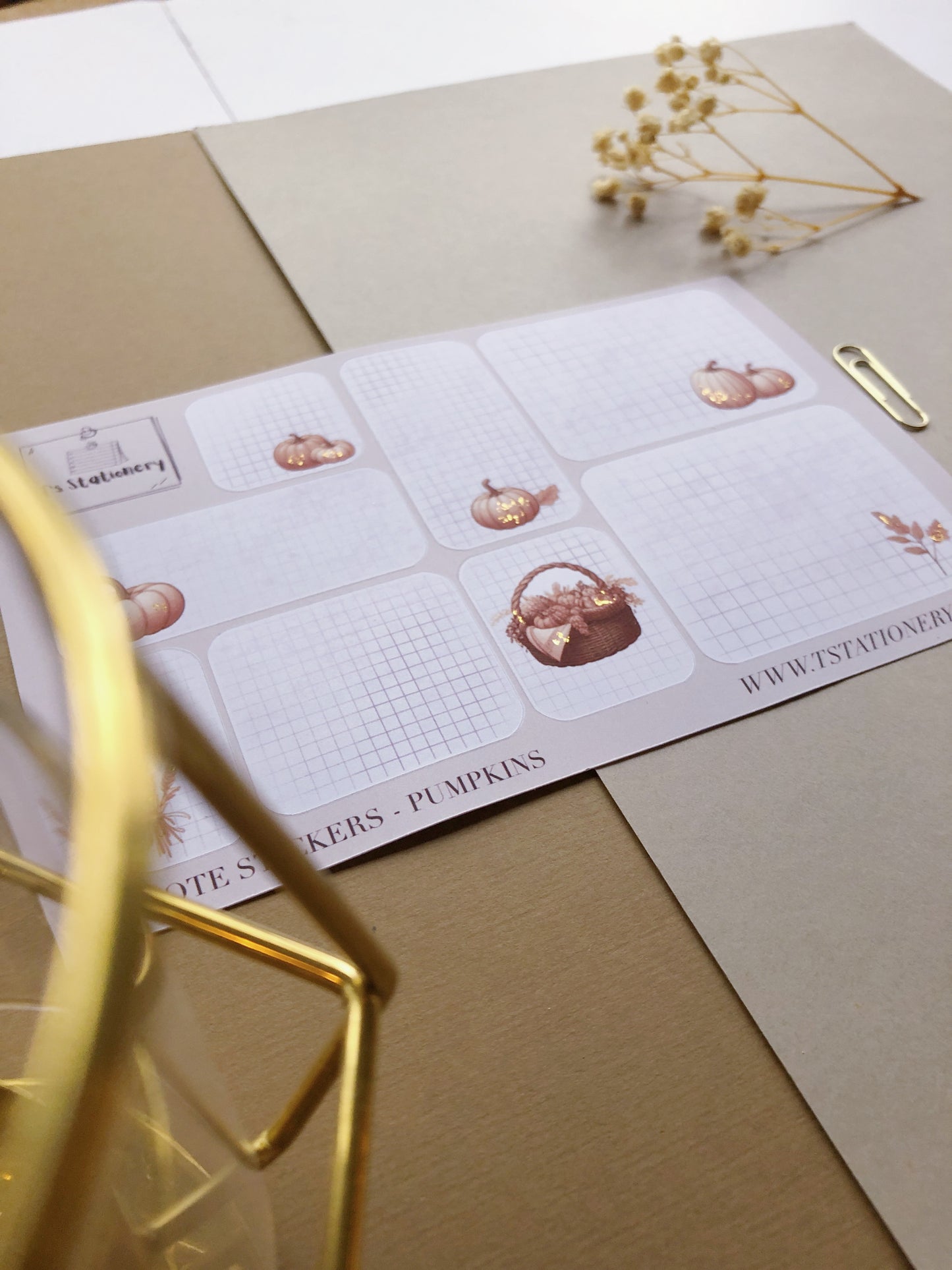 Gold Foil "Pumpkin Notes" Sticker Sheet