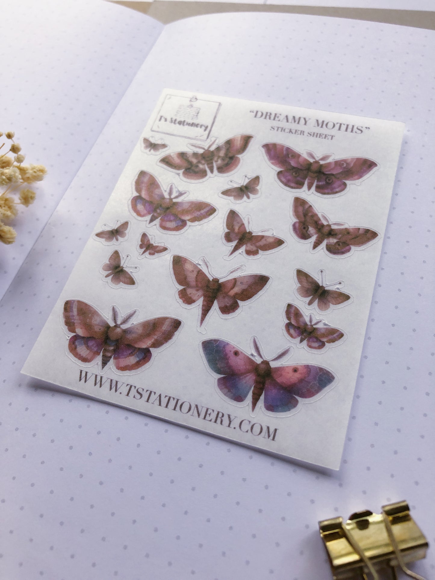 "Dreamy Moths" Washi Sticker Sheet