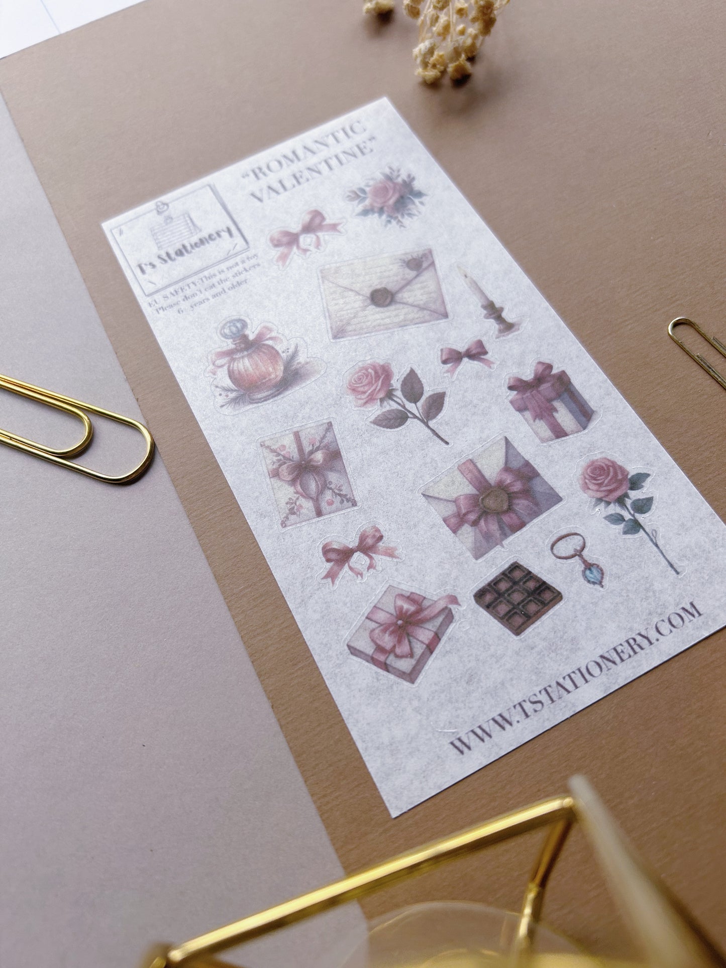 "Romantic Valentine" Washi Sticker Sheet