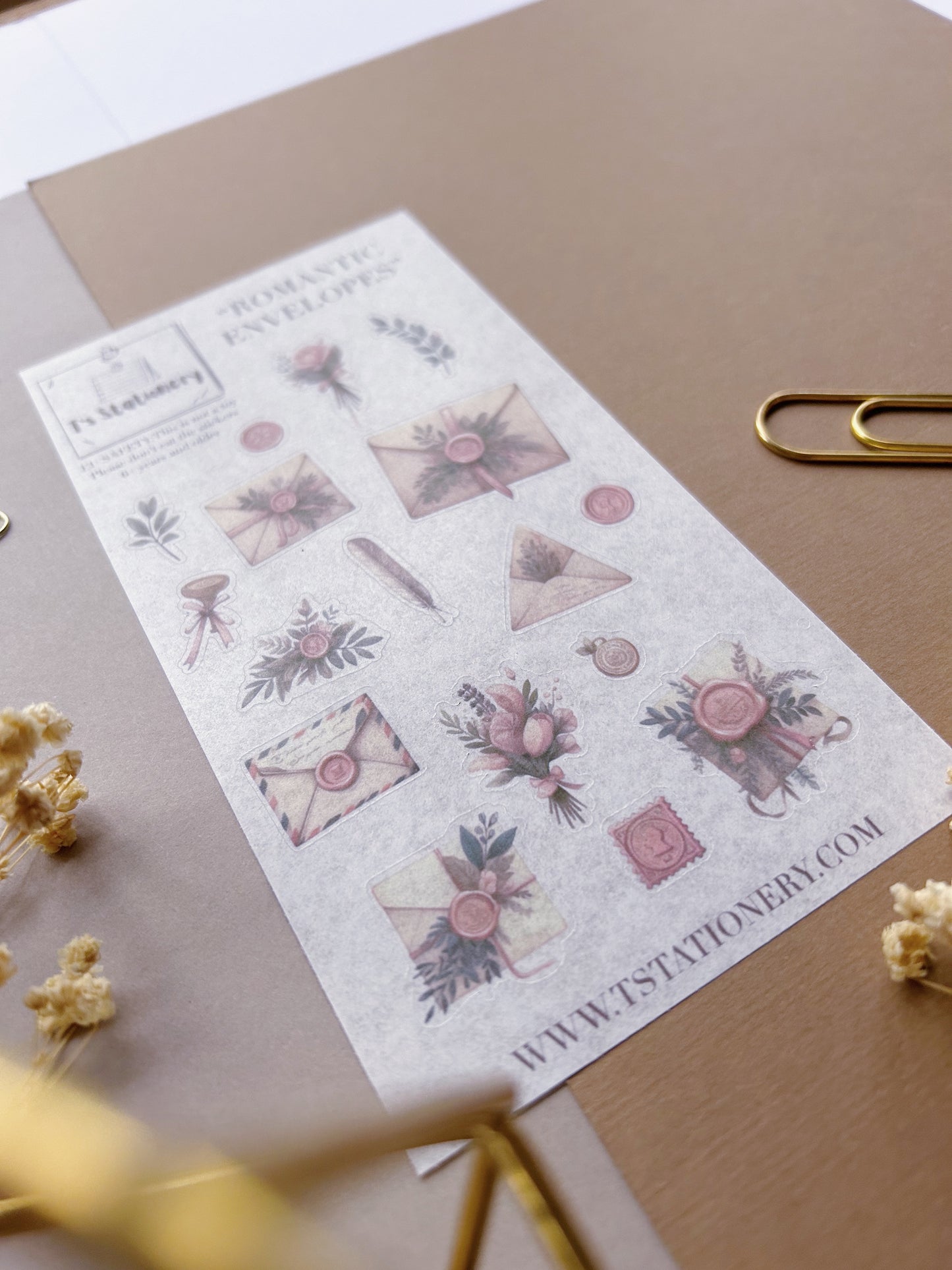 "Romantic Envelopes" Washi Sticker Sheet