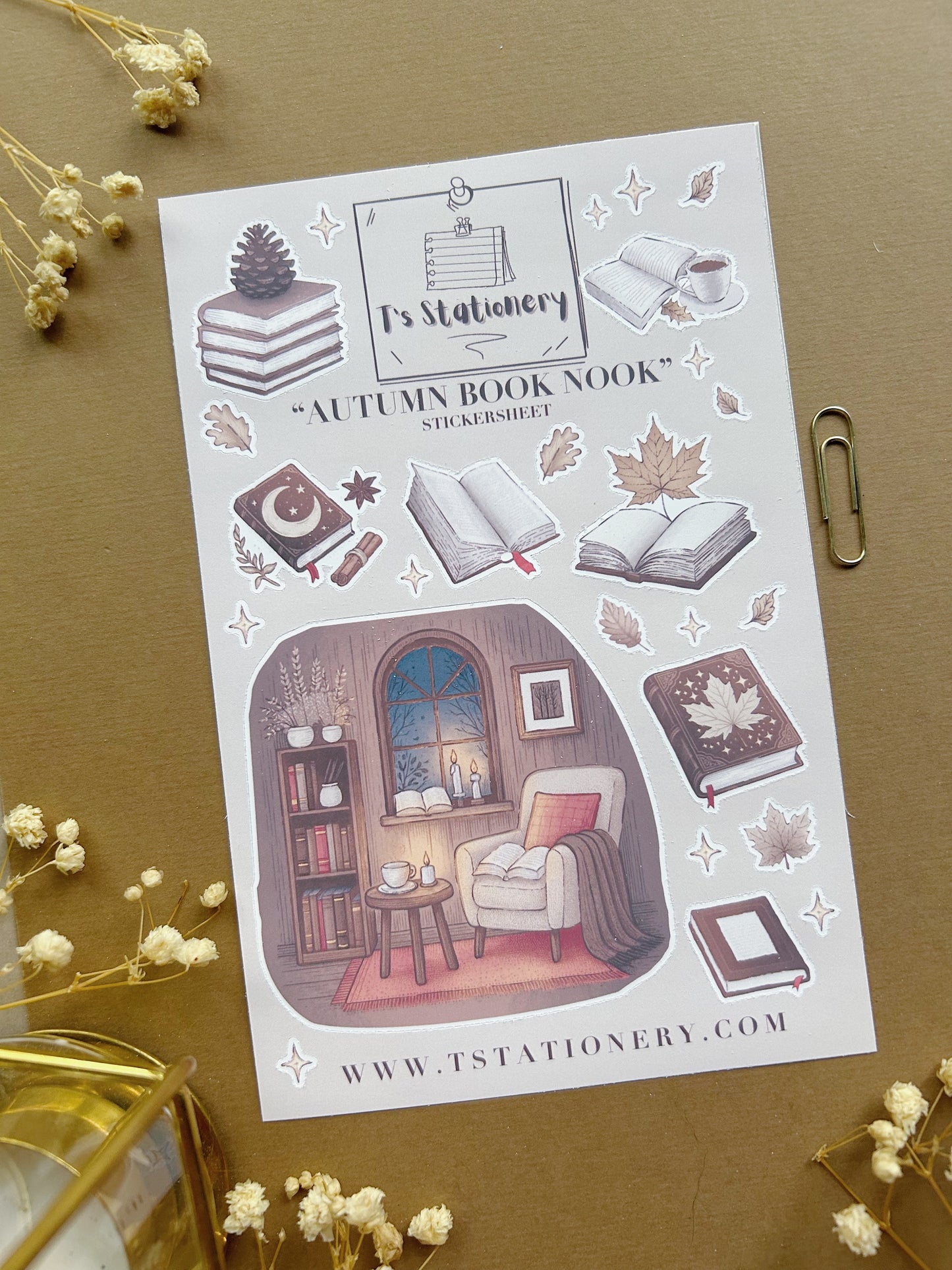 "Autumn Book Nook"  Sticker Sheet