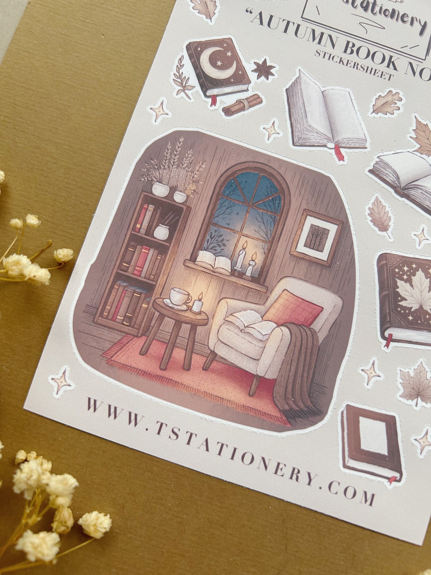 "Autumn Book Nook"  Sticker Sheet