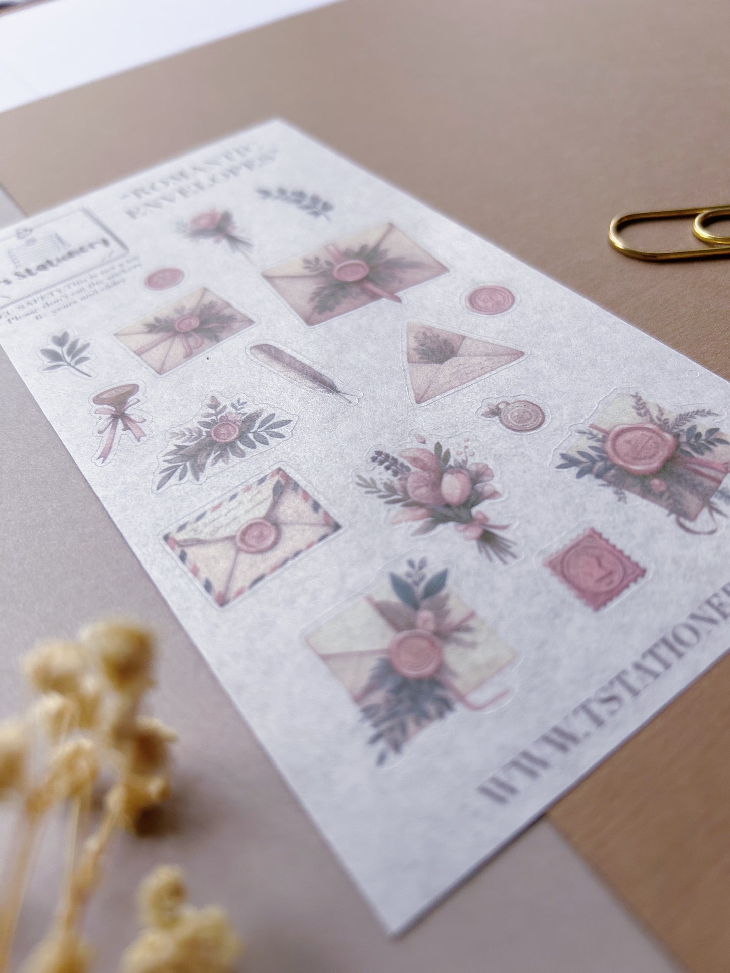 "Romantic Envelopes" Washi Sticker Sheet