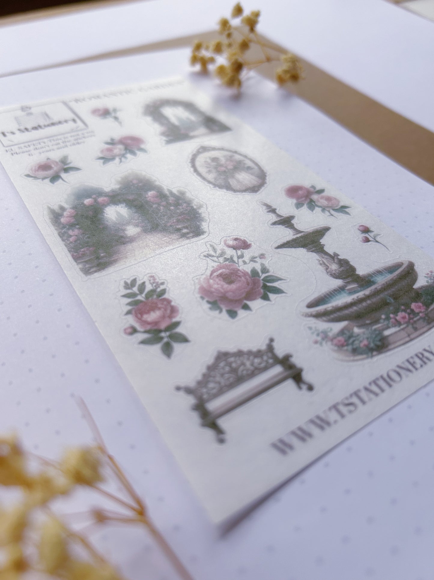 "Romantic Garden"  Washi Sticker Sheet