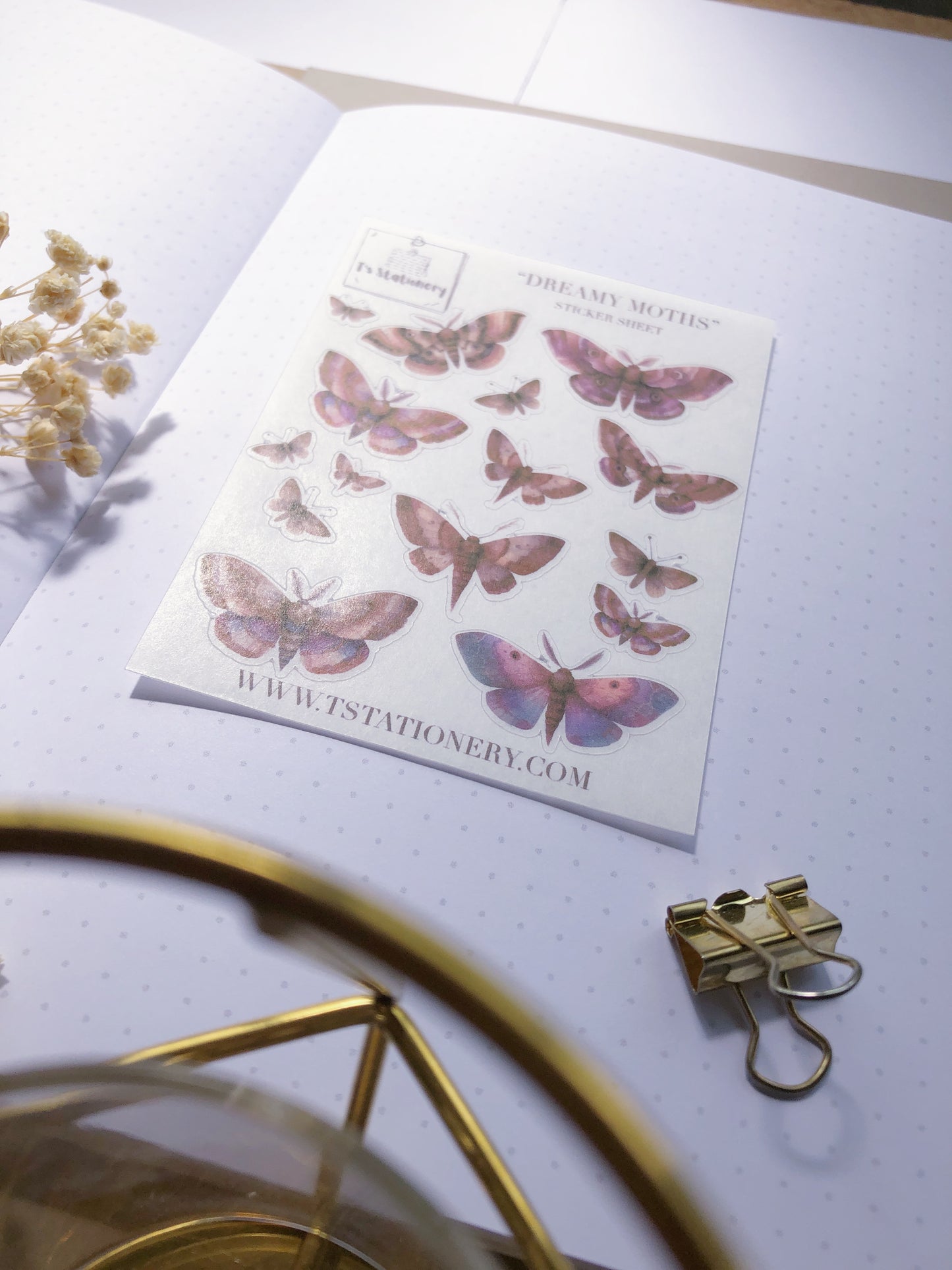 "Dreamy Moths" Washi Sticker Sheet