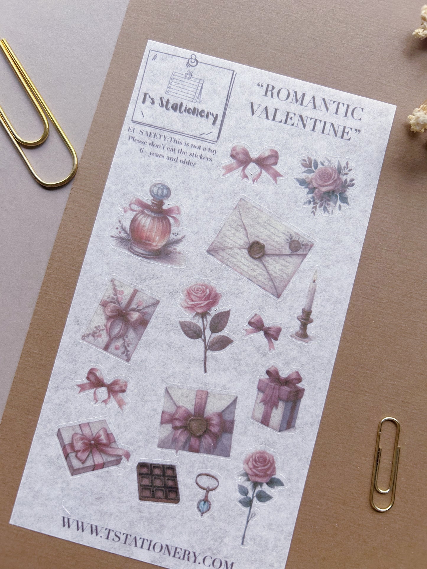 "Romantic Valentine" Washi Sticker Sheet