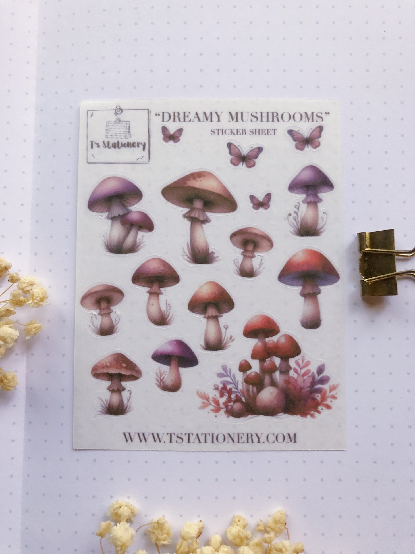 "Dreamy Mushrooms" Washi Sticker Sheet