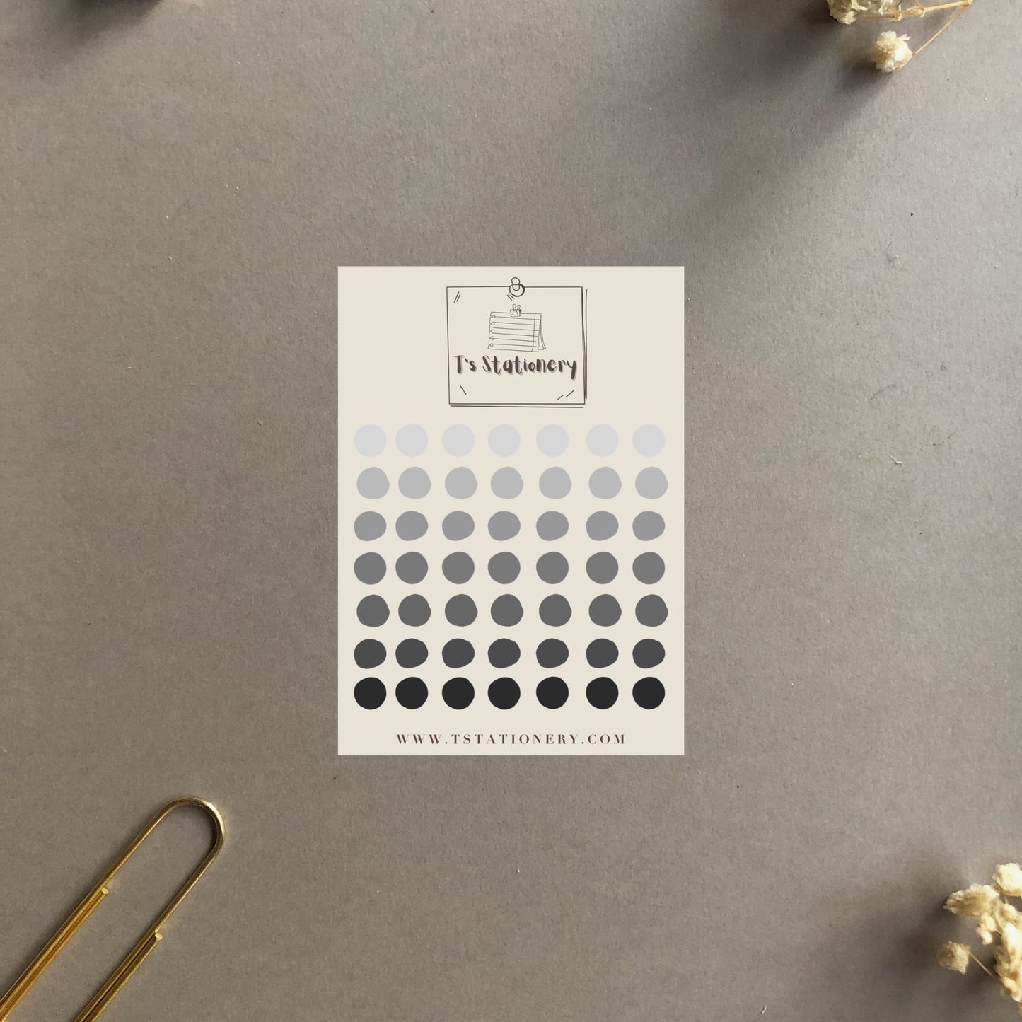 "Grey to Black Dots" Dot Stickers