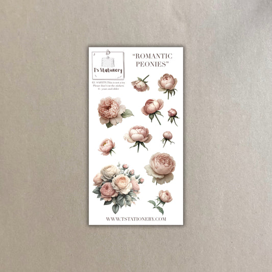 "Romantic Peonies" Washi Sticker Sheet