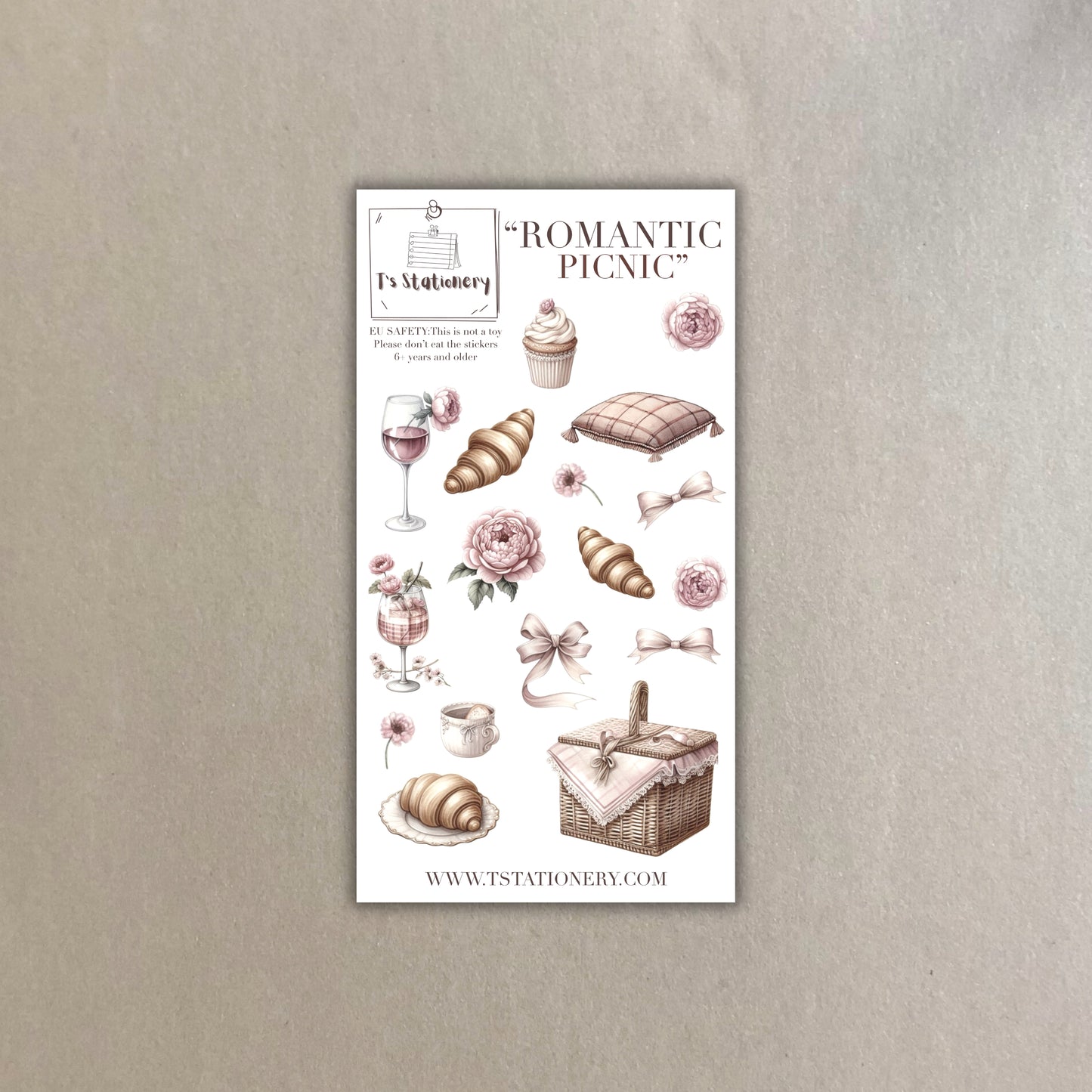 "Romantic Picnic"  Washi Sticker Sheet