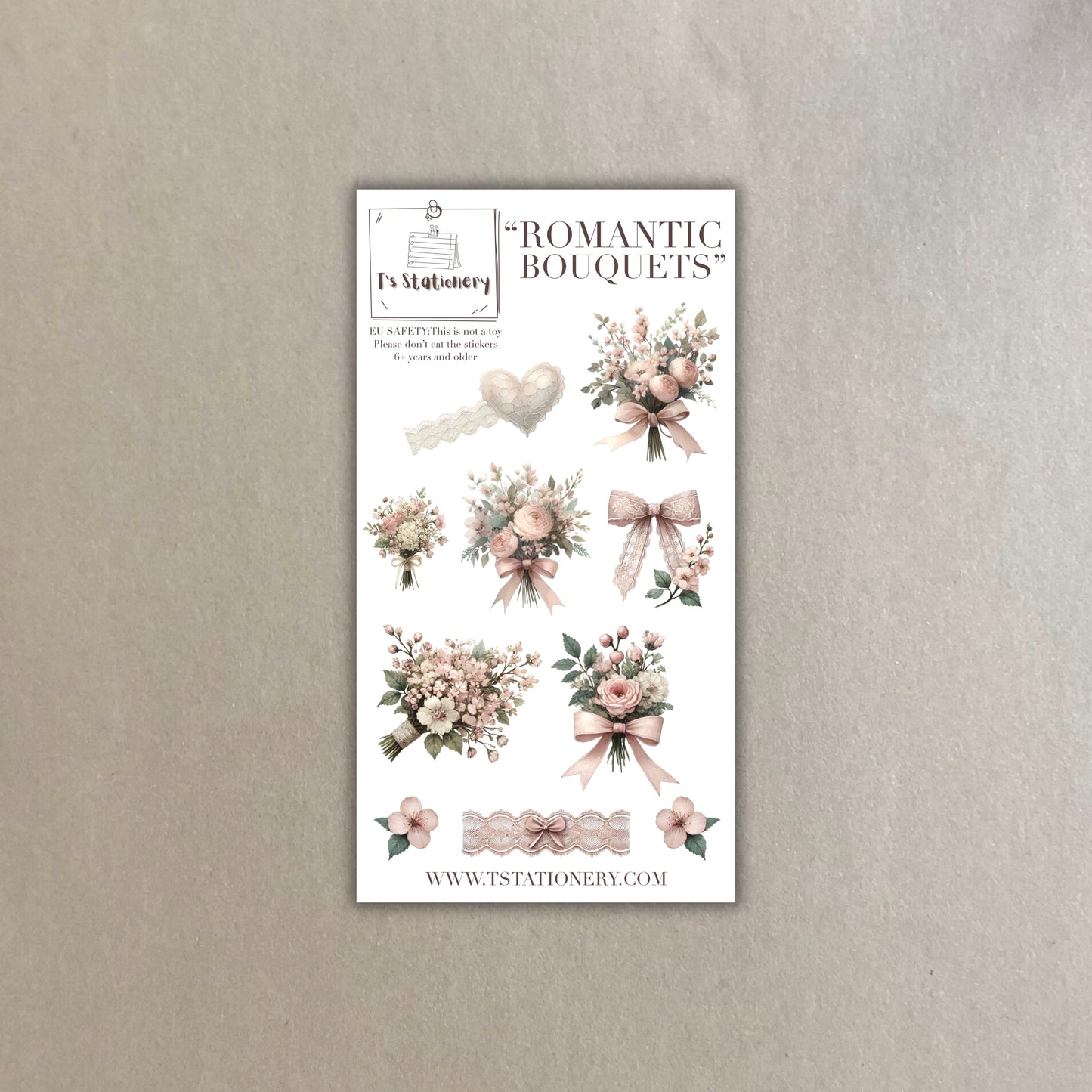 "Romantic Bouquets"  Washi Sticker Sheet