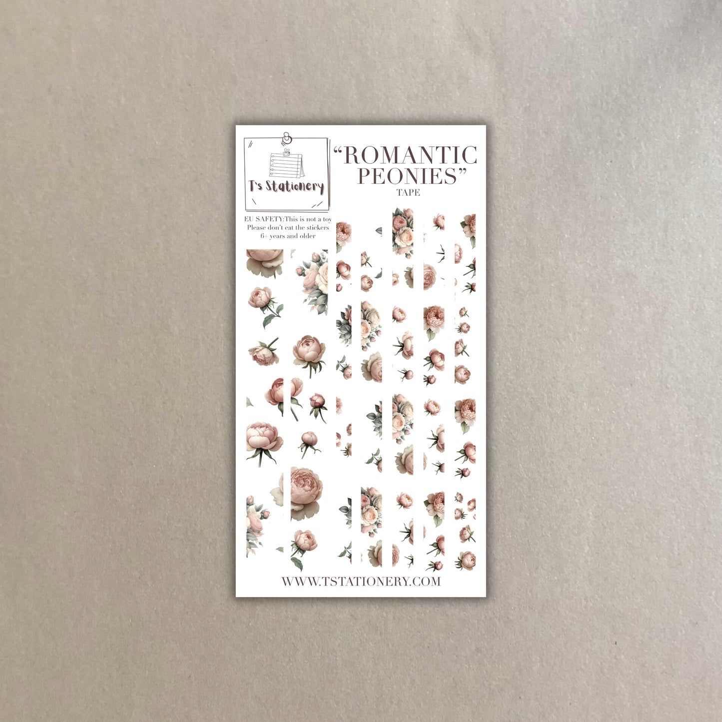 "Romantic Peony"  Washi Sticker Strips Sheet