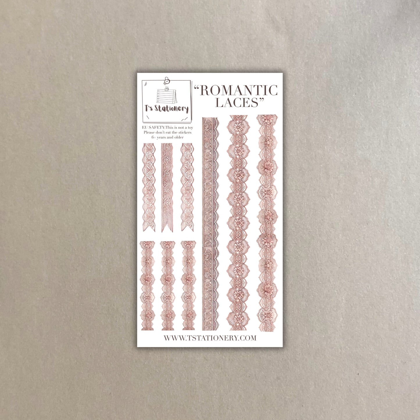 "Romantic Laces"  Washi Sticker Sheet W Rose Gold Foil