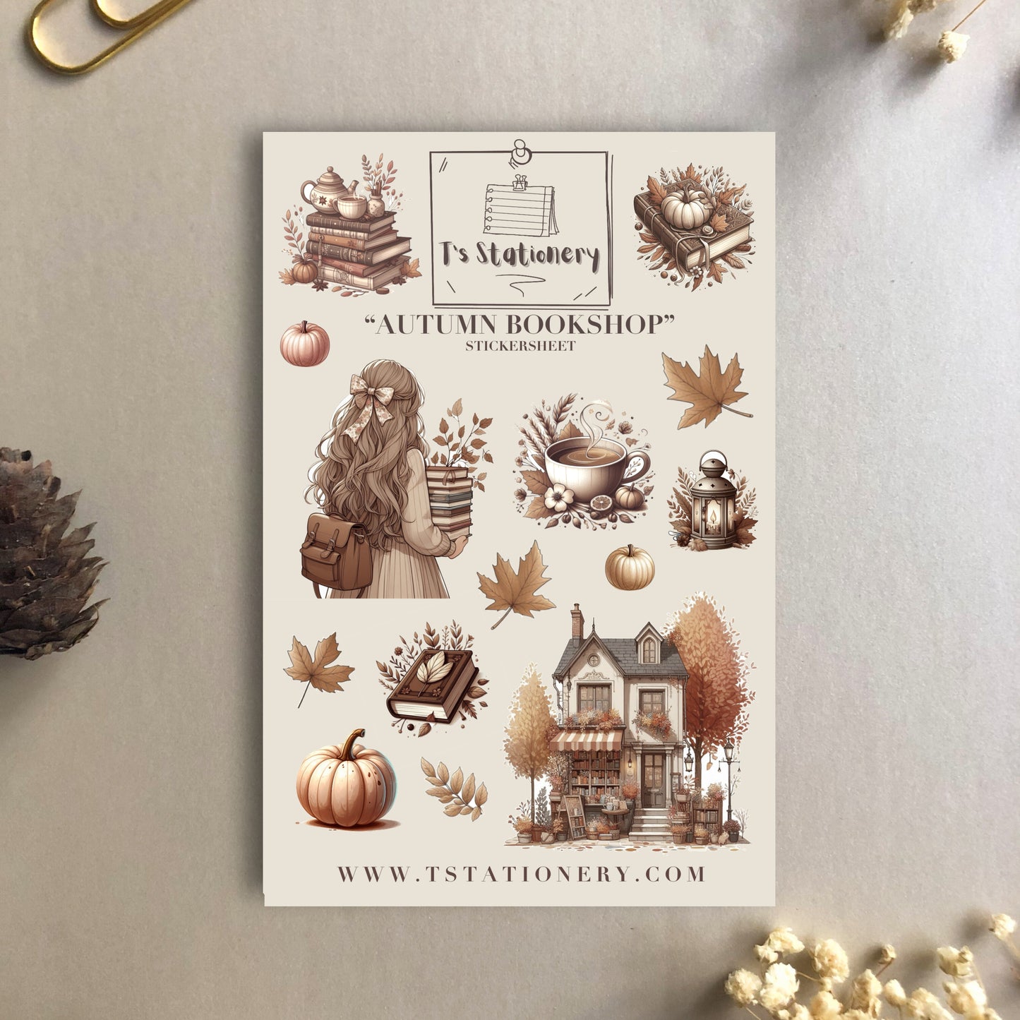 "Autumn Bookshop" Sticker Sheet