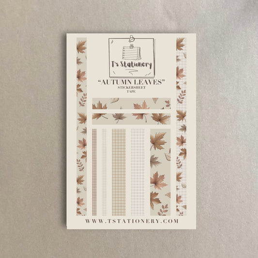 Gold Foil "Autumnal Leaves" Sticker Tape Sheet (Chestnut Brown)