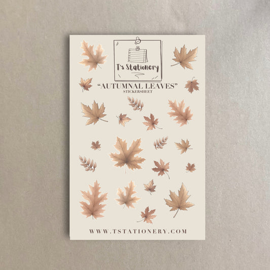 Gold Foil "Autumnal Leaves" Sticker Sheet (Chestnut Brown)