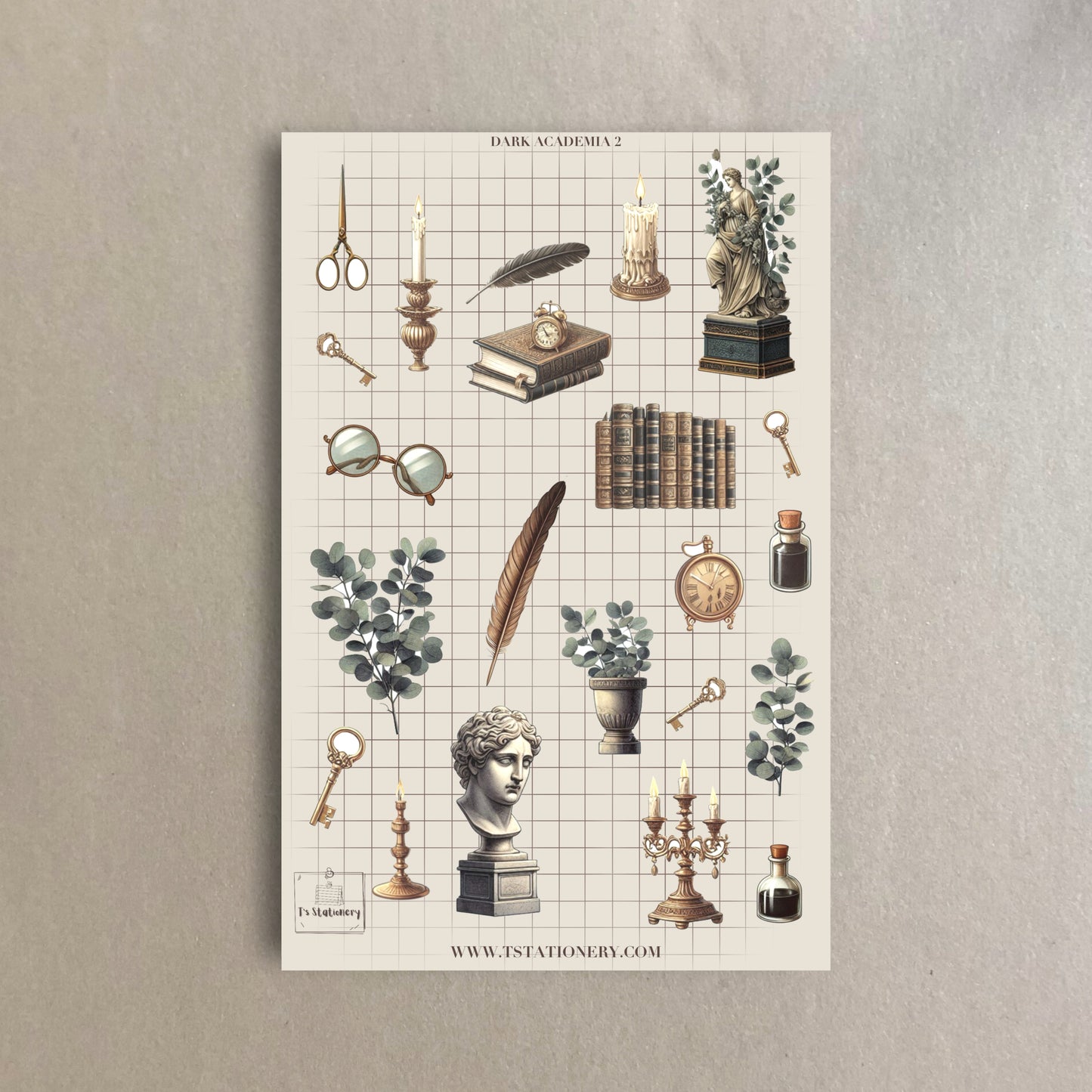 "Dark Academia 2"  Sticker Sheet