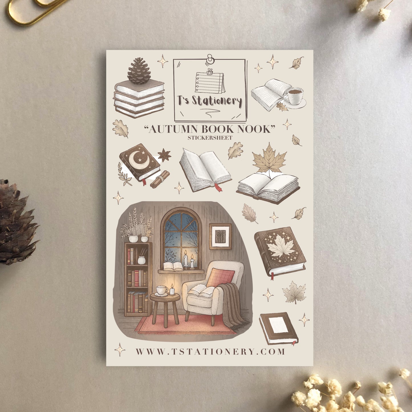 "Autumn Book Nook"  Sticker Sheet