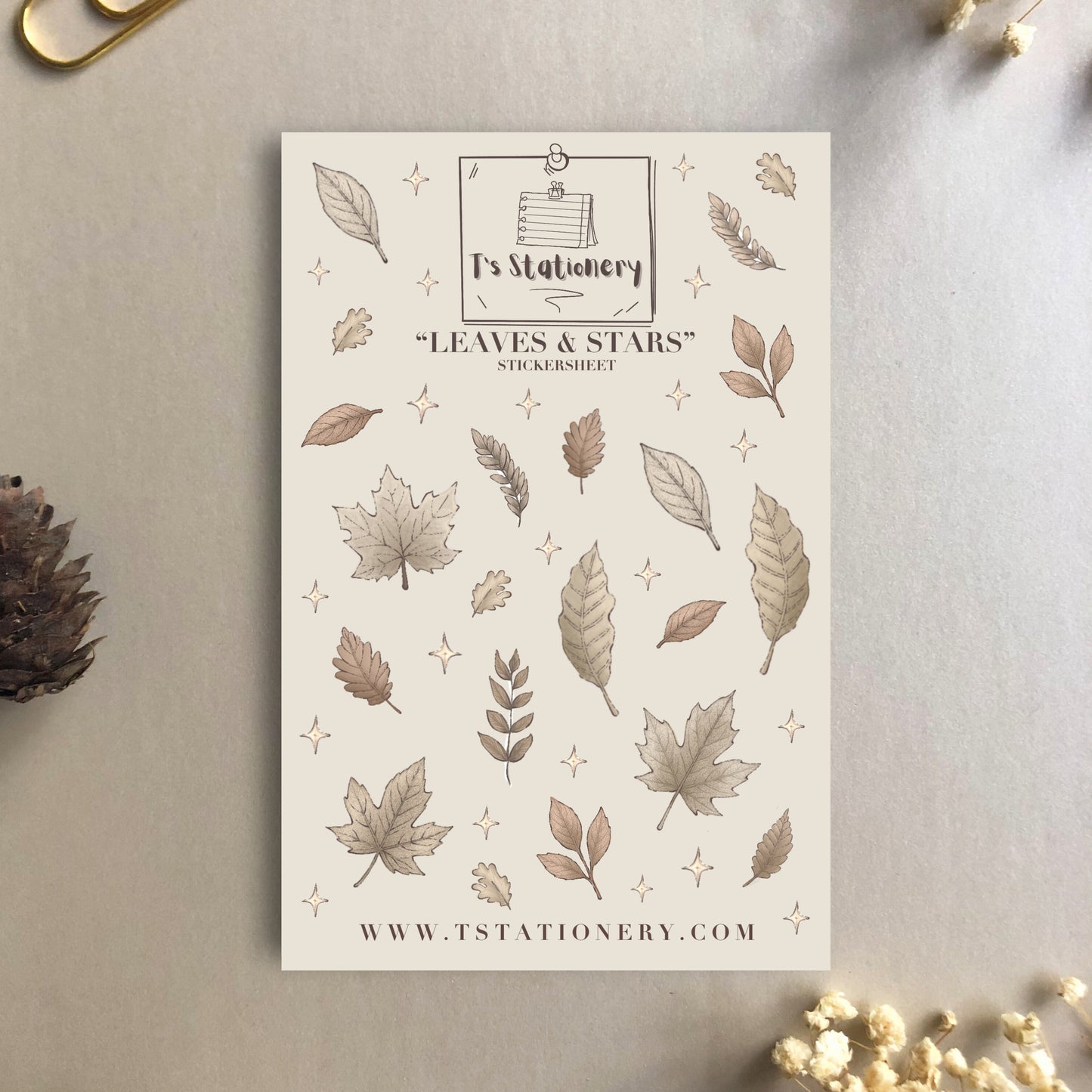 "Leaves & Stars"  Sticker Sheet