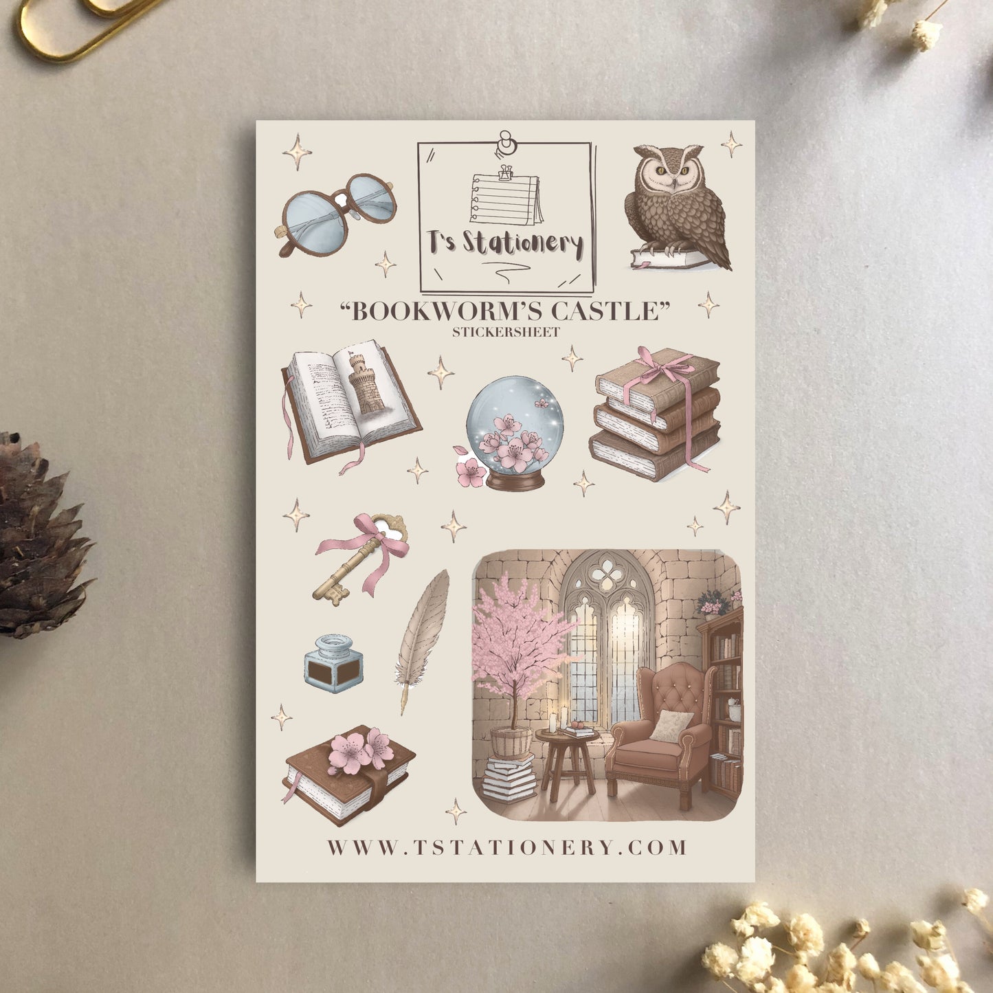 "Bookworm's Castle"  Sticker Sheet