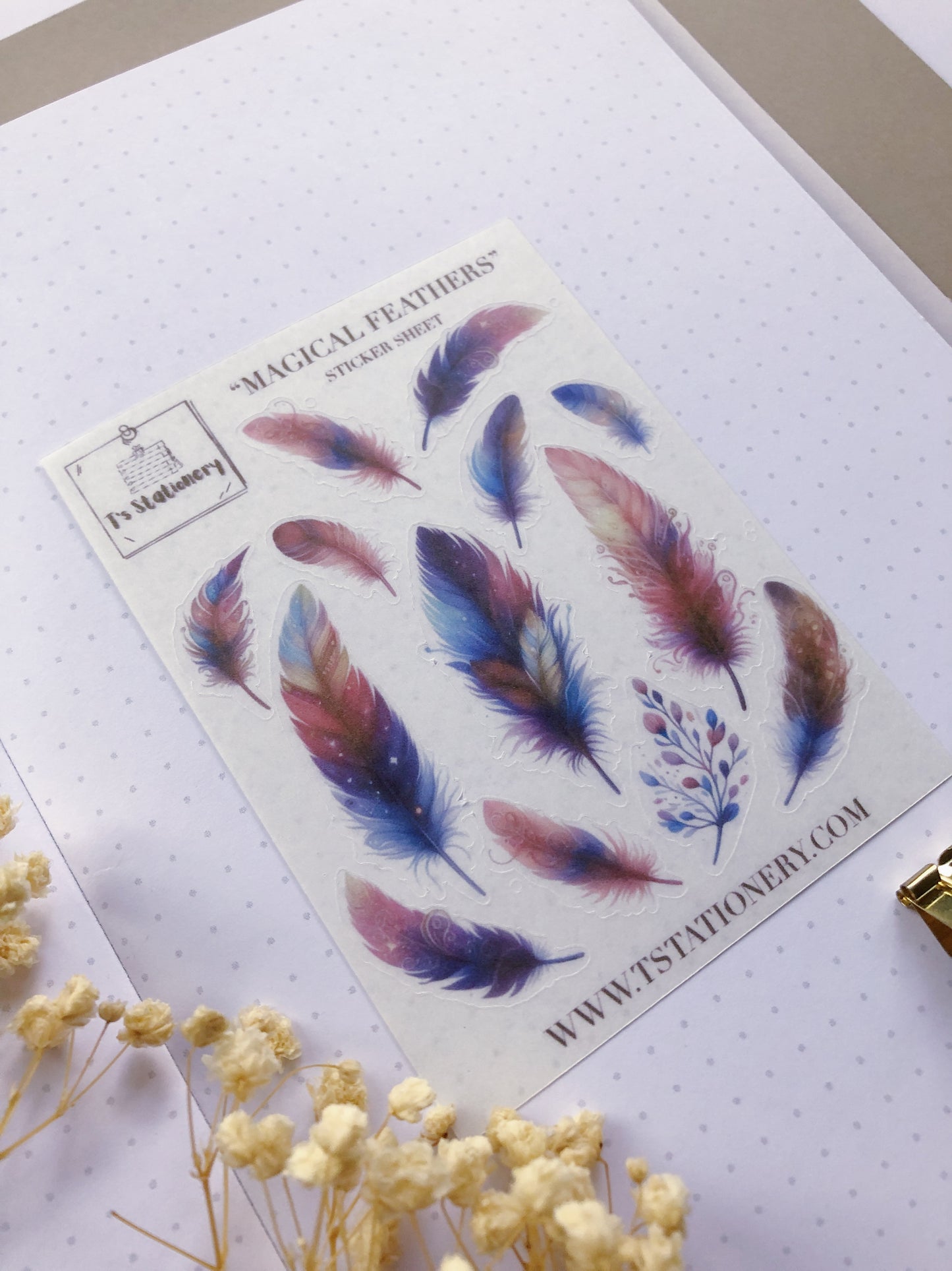 "Magical Feathers" Washi Sticker Sheet