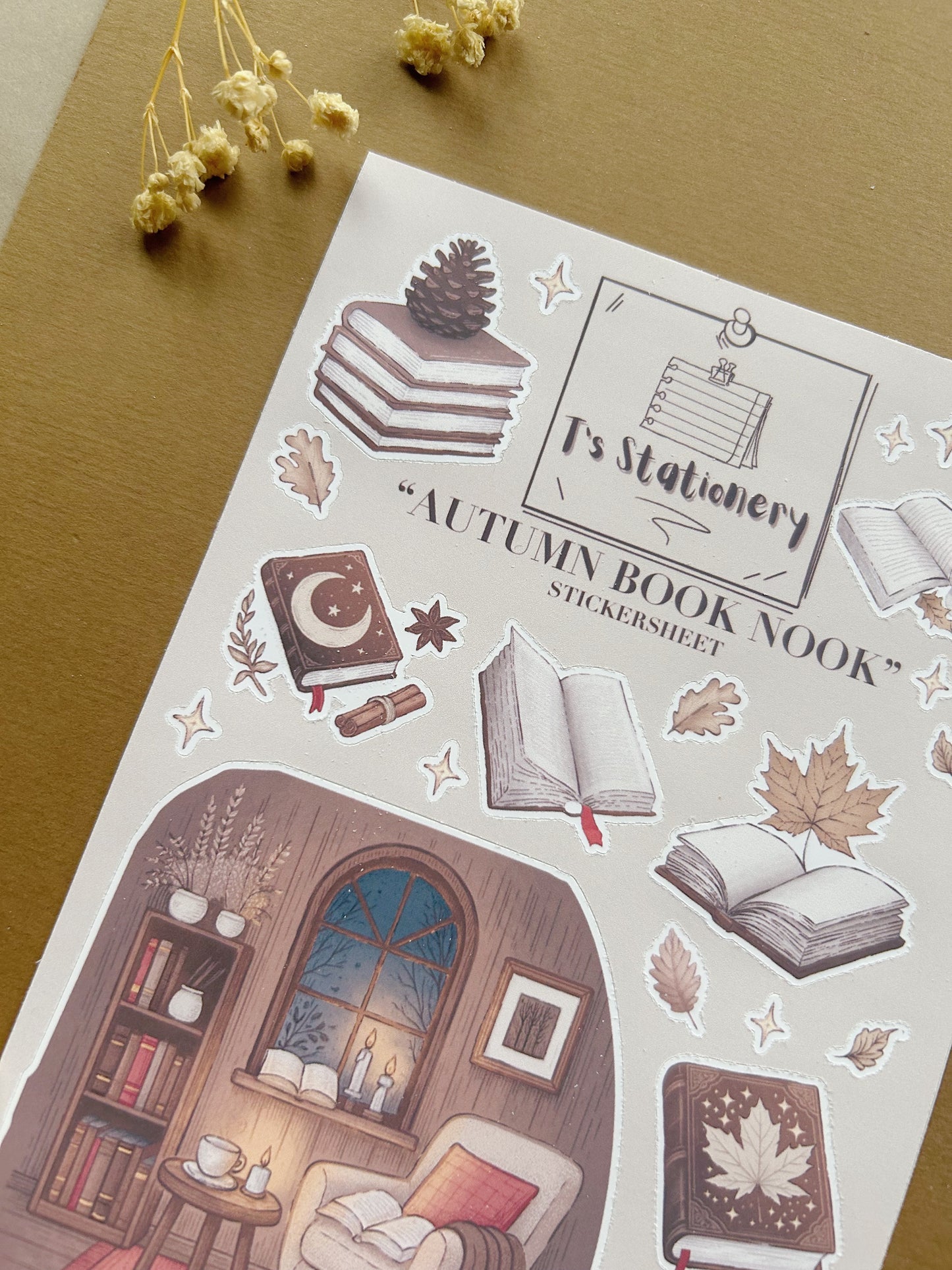 "Autumn Book Nook"  Sticker Sheet