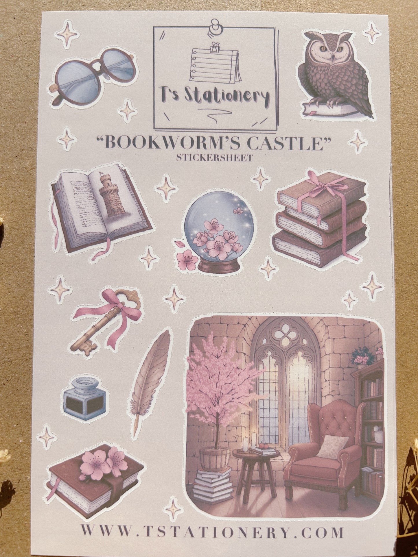 "Bookworm's Castle"  Sticker Sheet