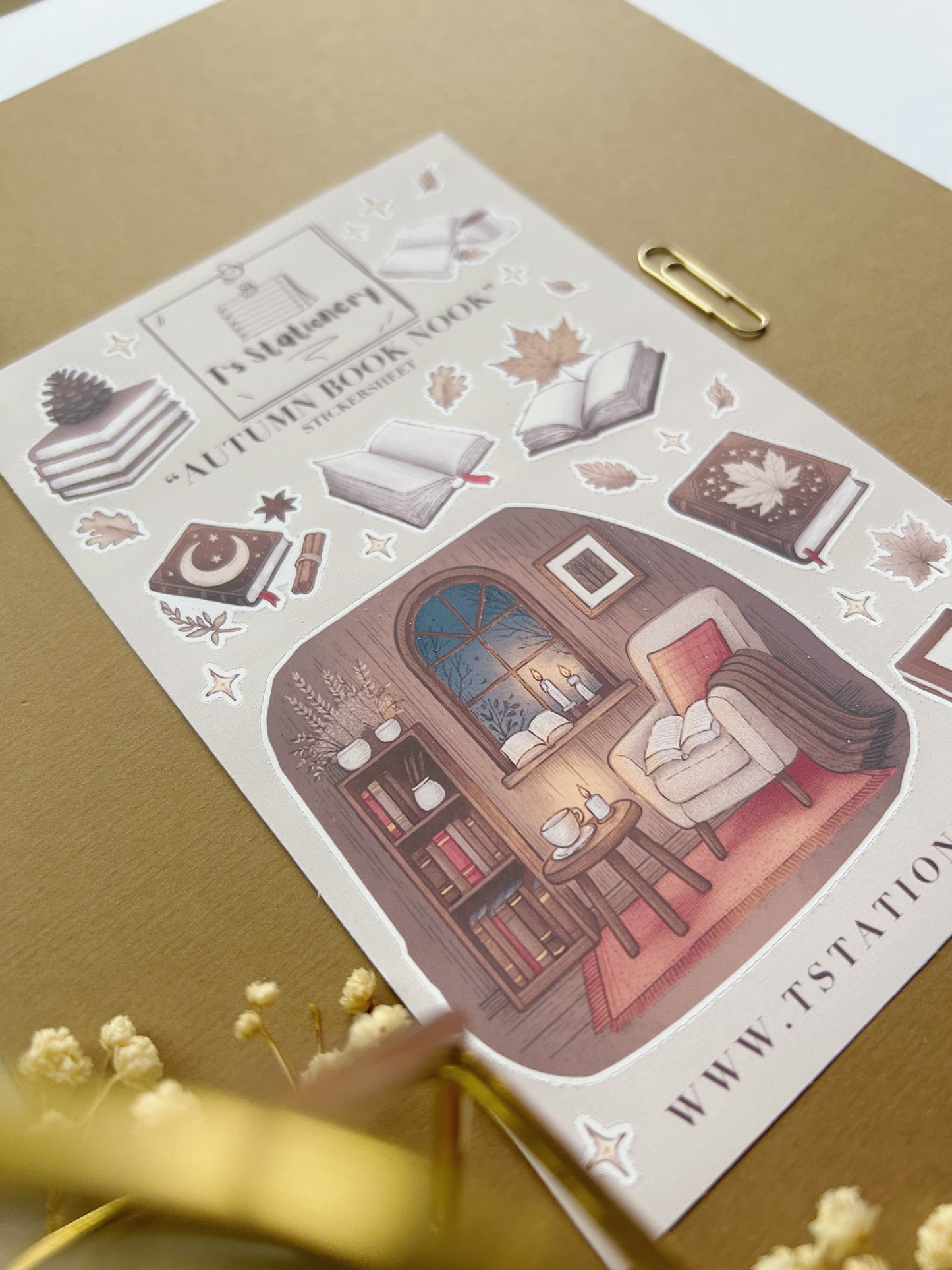 "Autumn Book Nook"  Sticker Sheet