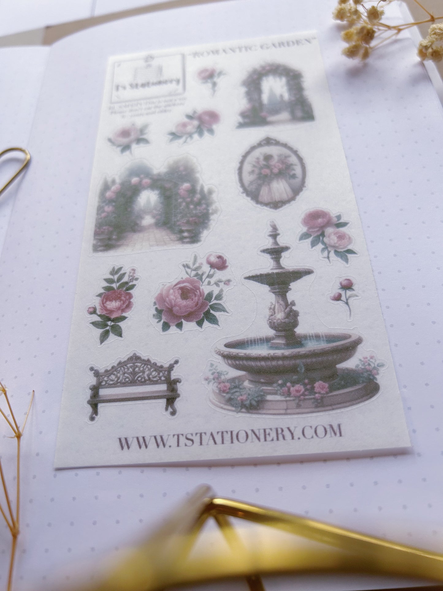 "Romantic Garden"  Washi Sticker Sheet