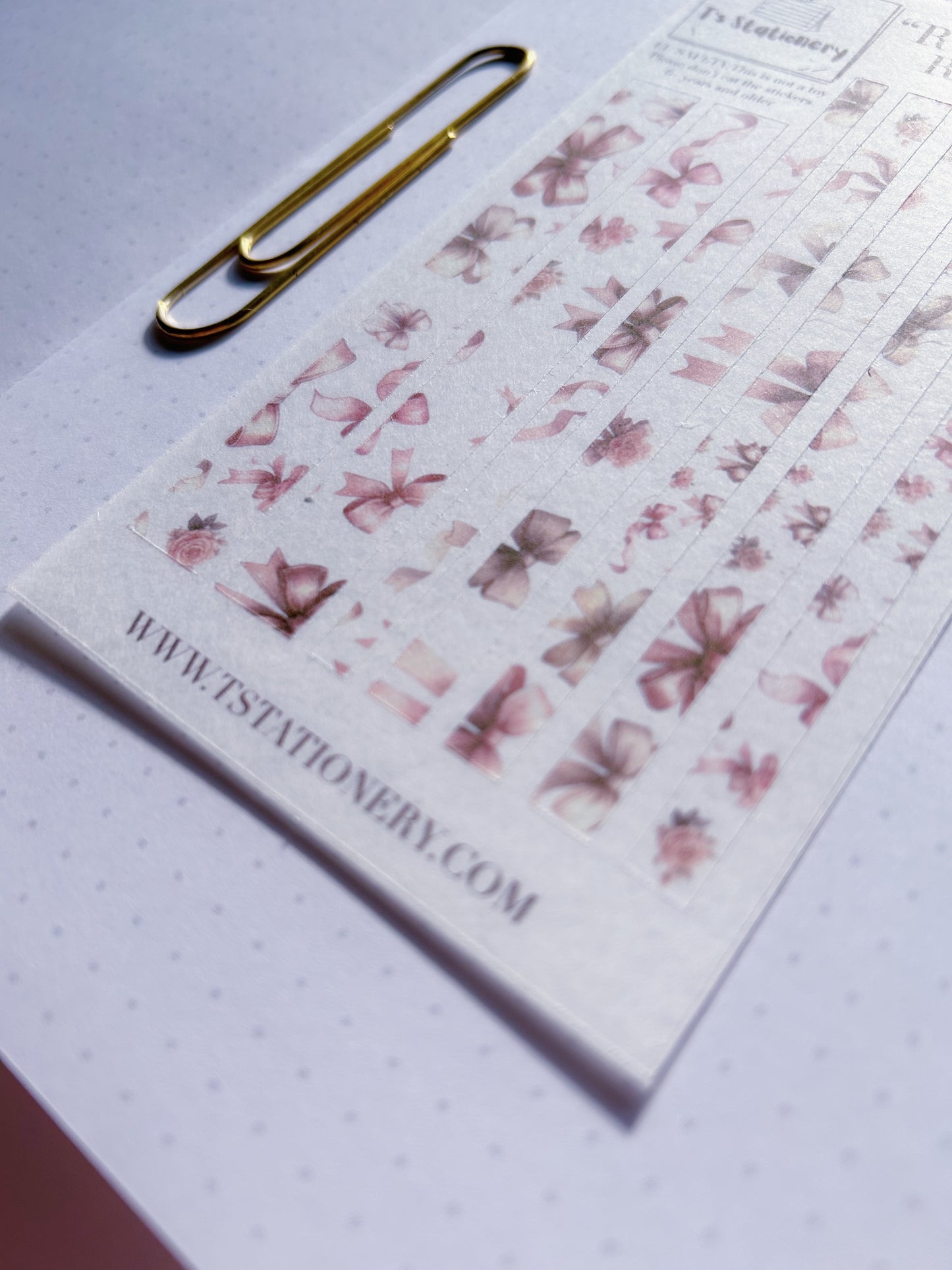 "Romantic Ribbons"  Washi Sticker Strips Sheet