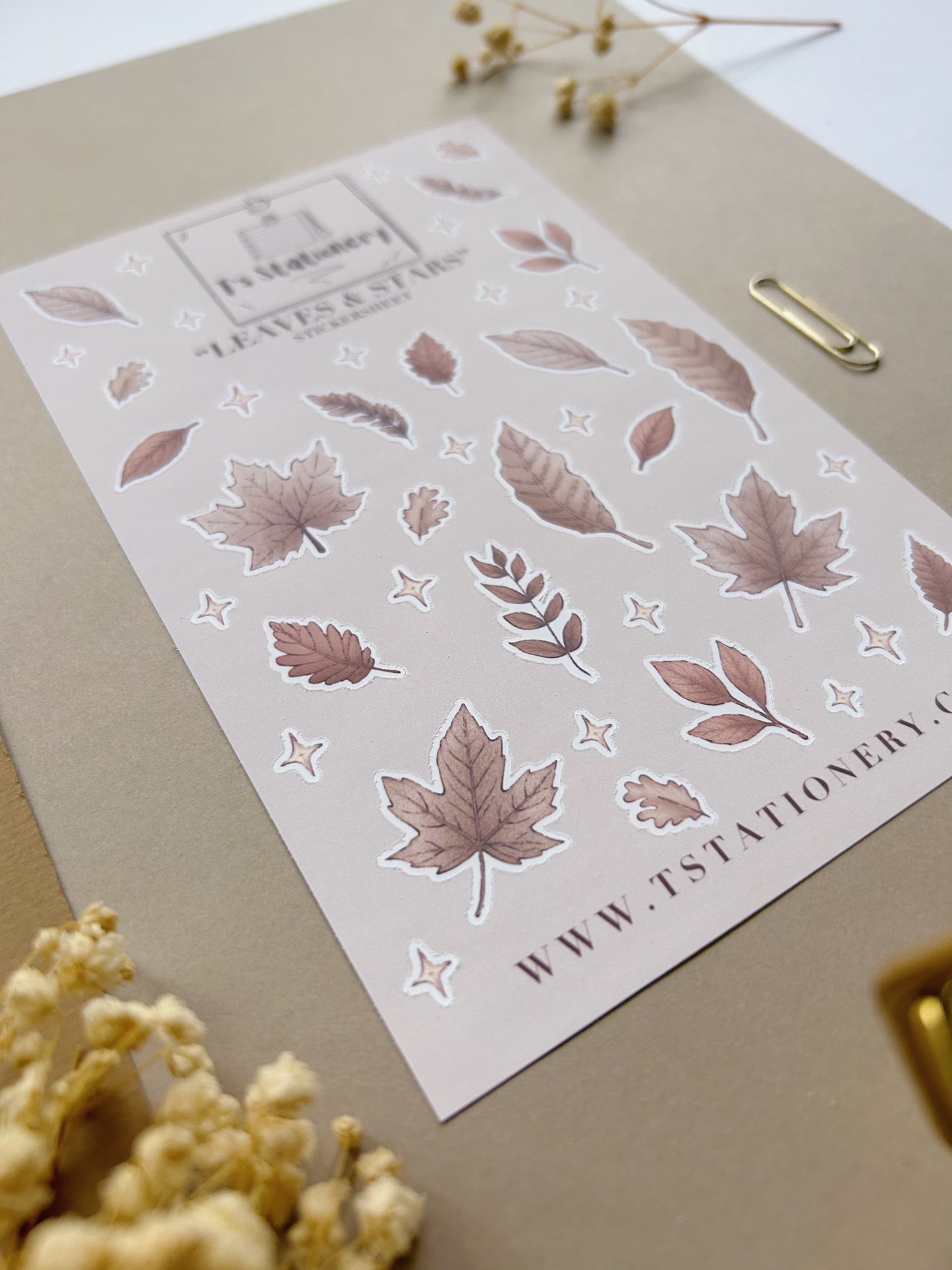 "Leaves & Stars"  Sticker Sheet