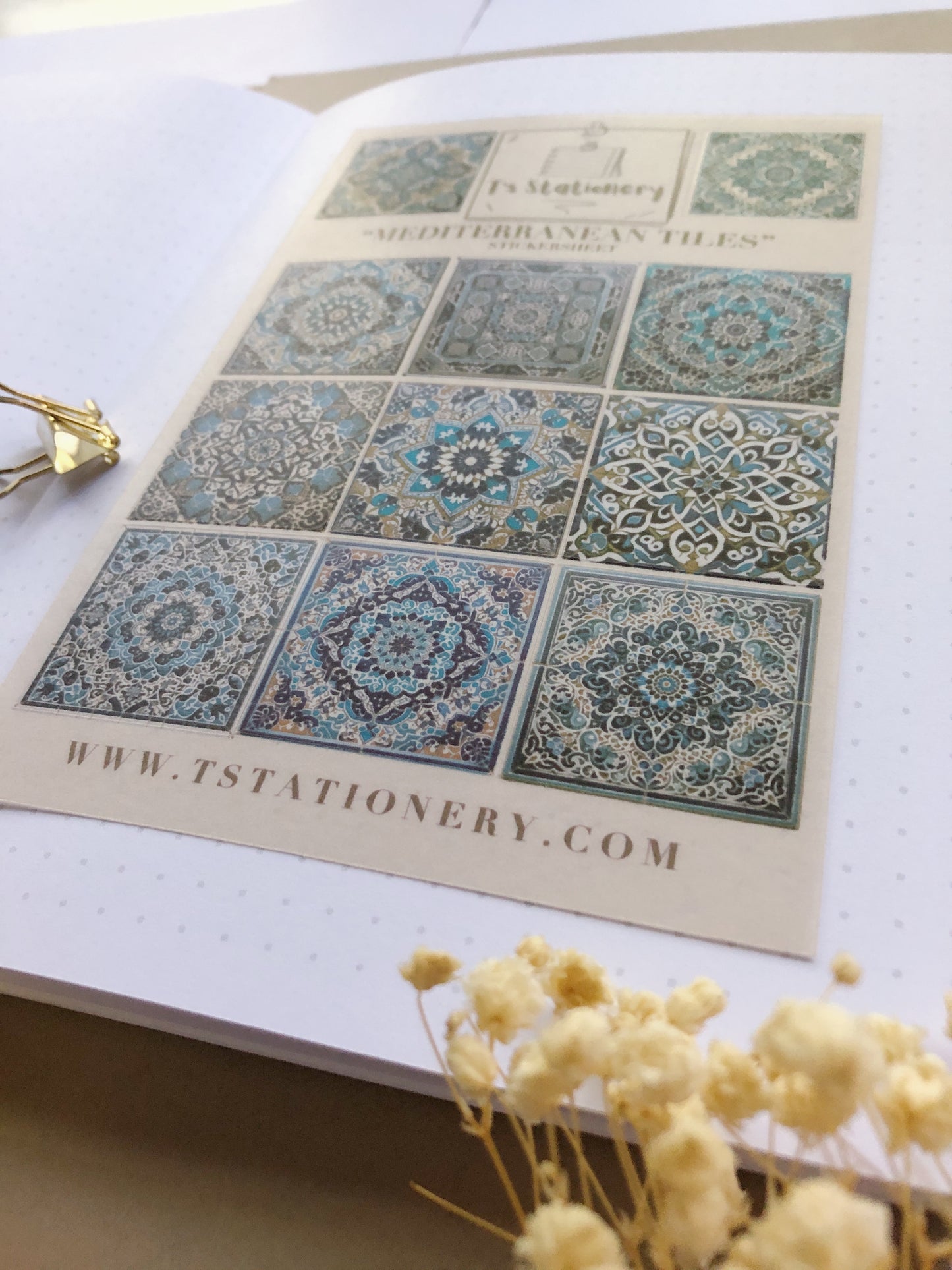 "Mediterranean Tiles" Sticker Sheet (WASHI)