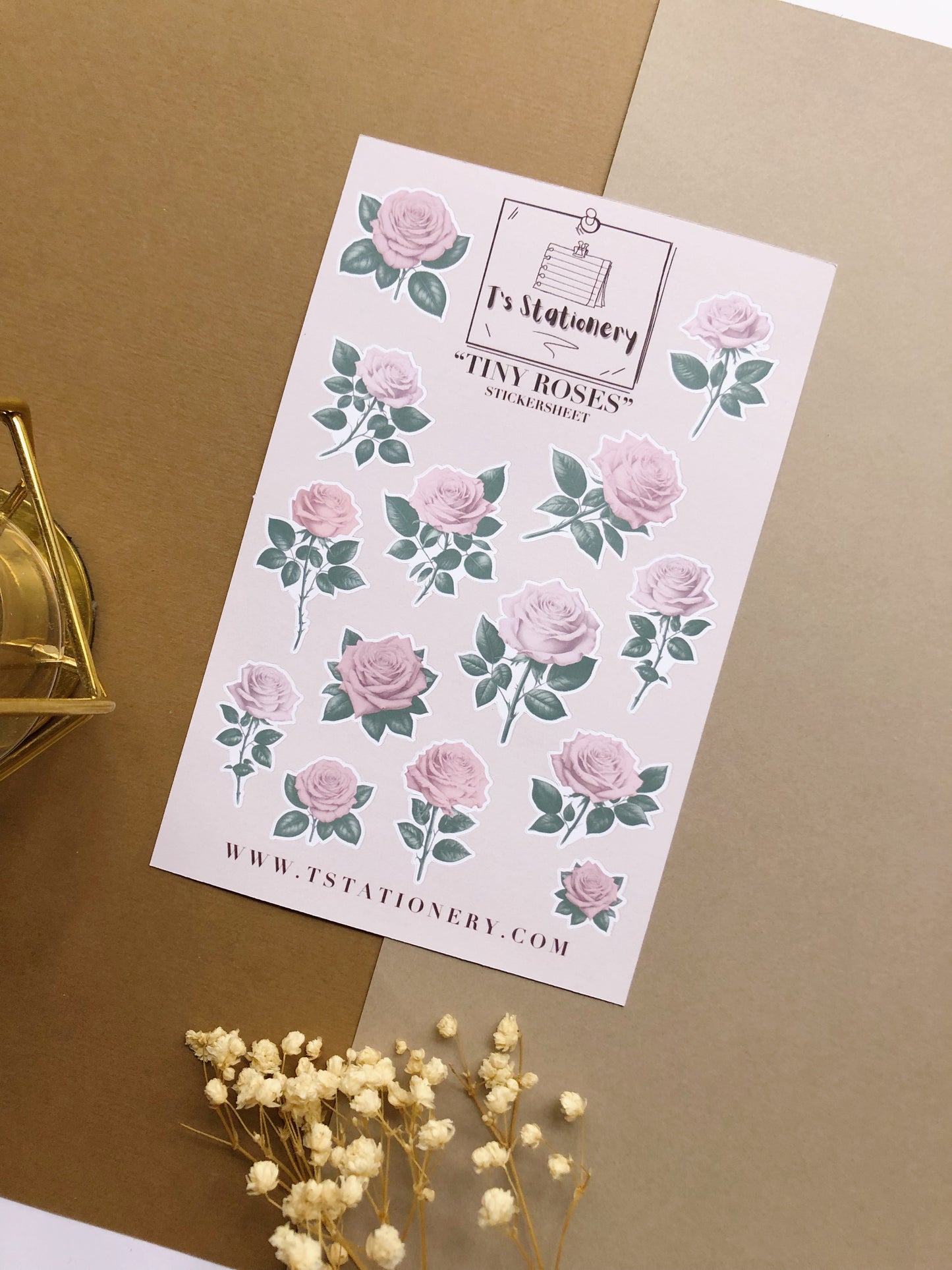 "Tiny Pink Roses" Sticker Sheet