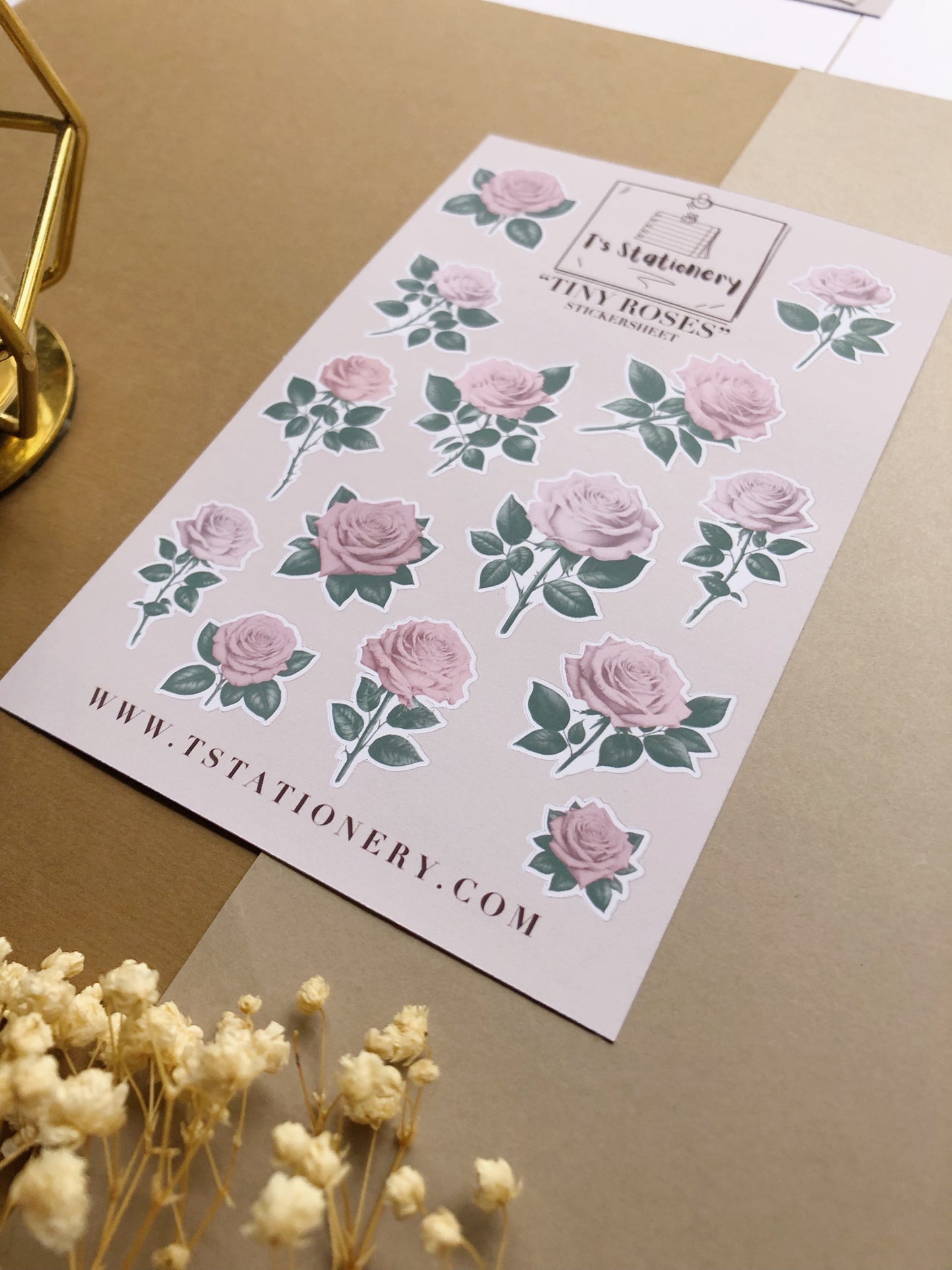 "Tiny Pink Roses" Sticker Sheet