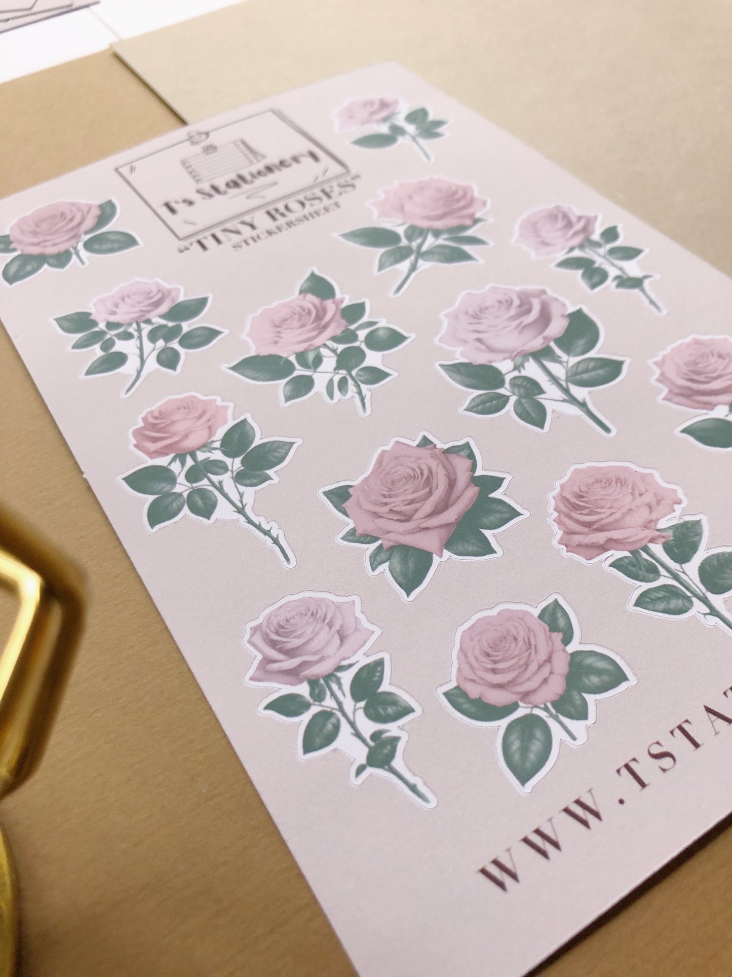 "Tiny Pink Roses" Sticker Sheet